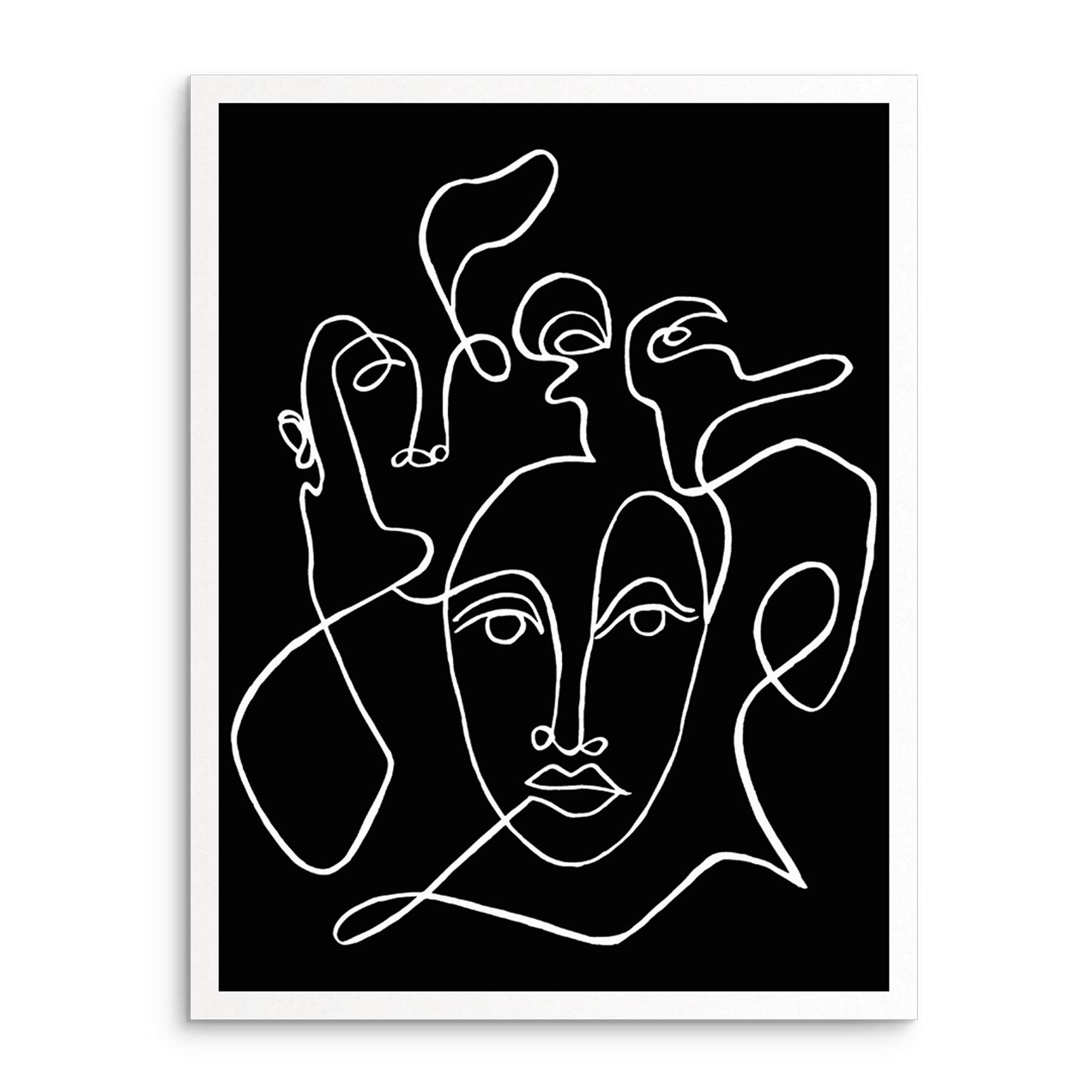 Sincerely, Not Continuous Line Abstract Faces Art Print Minimalist Wall Decor Poster 11"x14" UNFRAMED Modern Trendy Fashion Artwork for Living Room Bedroom or Entryway (OPTION 1)