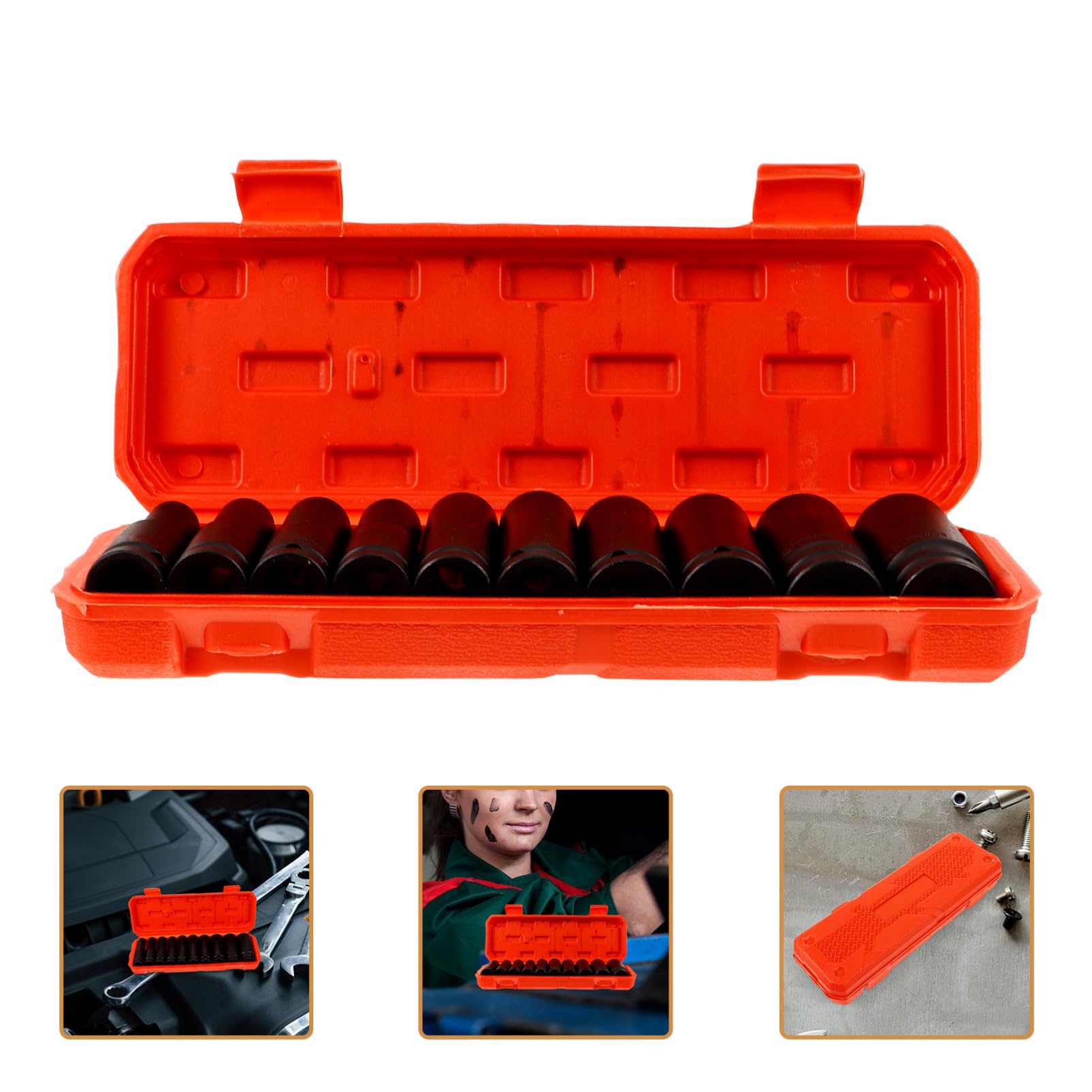 Angoily 10pièces Jeu De Douilles à Chocs Pouce Boîte à Outils Pour Réparation Automobile Et Mécanique