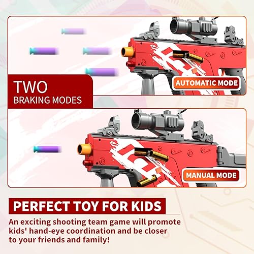 Miniatura 4 de Pistola de juguete con balas suaves, expulsión automática de balas de espuma con 100 dardos, funda de 40 balas, 2 revistas y objetivo, modelo de