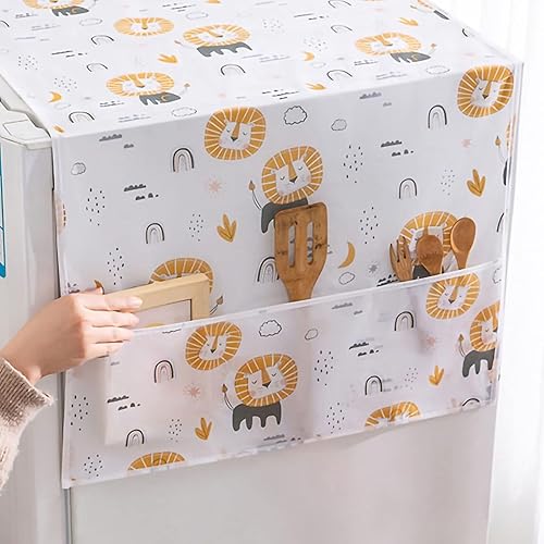 Miniatura 5 de Fundas para lavadora y secadora para la parte superior, cubierta superior de lavadora, linda funda a prueba de polvo para refrigerador de león, con