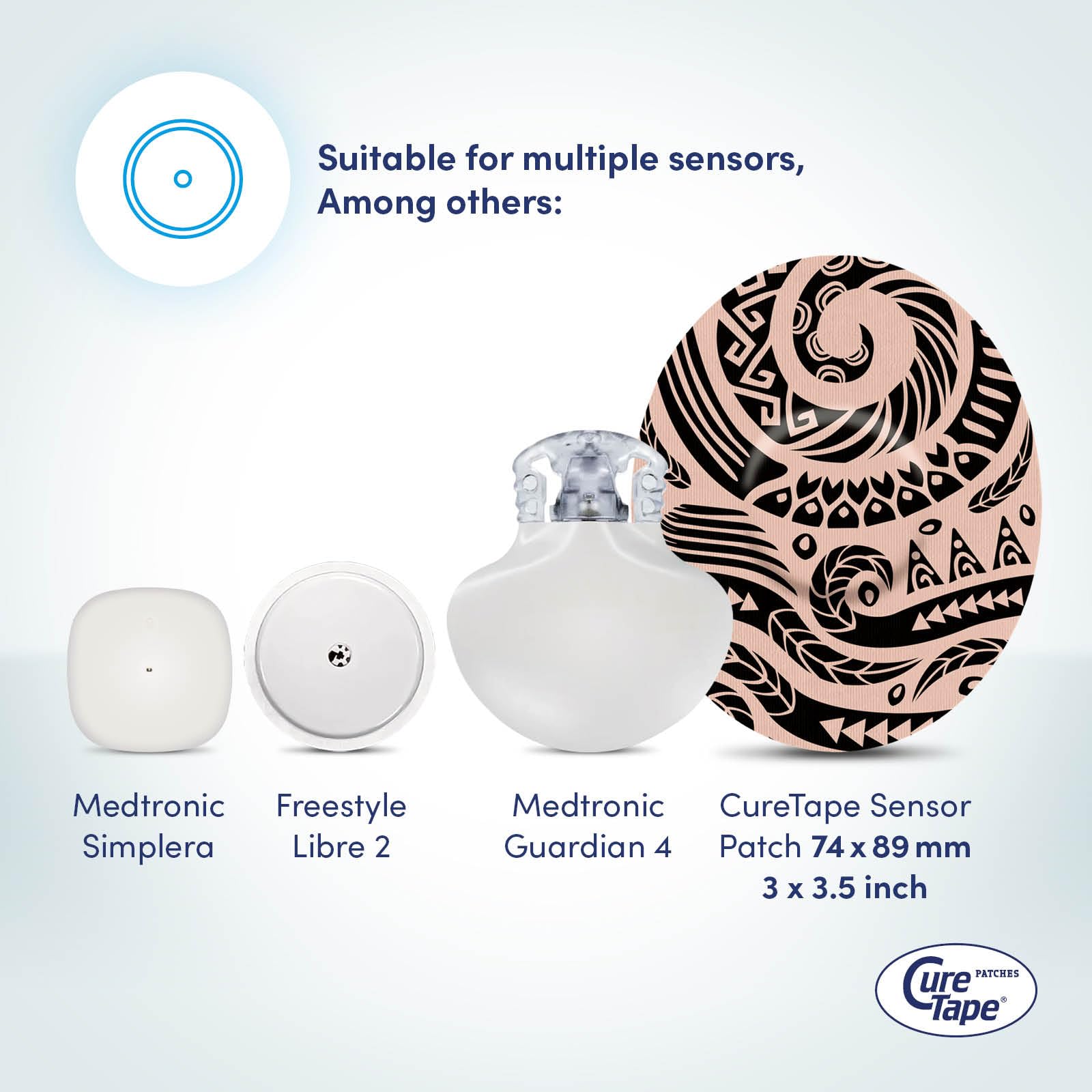 CureTape Sensor Patches - Parches para fijación de sensores - Parches para Freestyle Libre, Dexcom y Medtronic Guardian - Certificado TÜV - Variantes únicas (Tattoo)