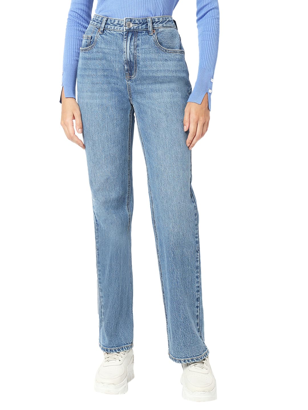 VERO MODA Female Straight-Fit VMTESSA High Waist Straight Cut Jeans, Medium Blue (Medium Blue Denim), 29W x 30L