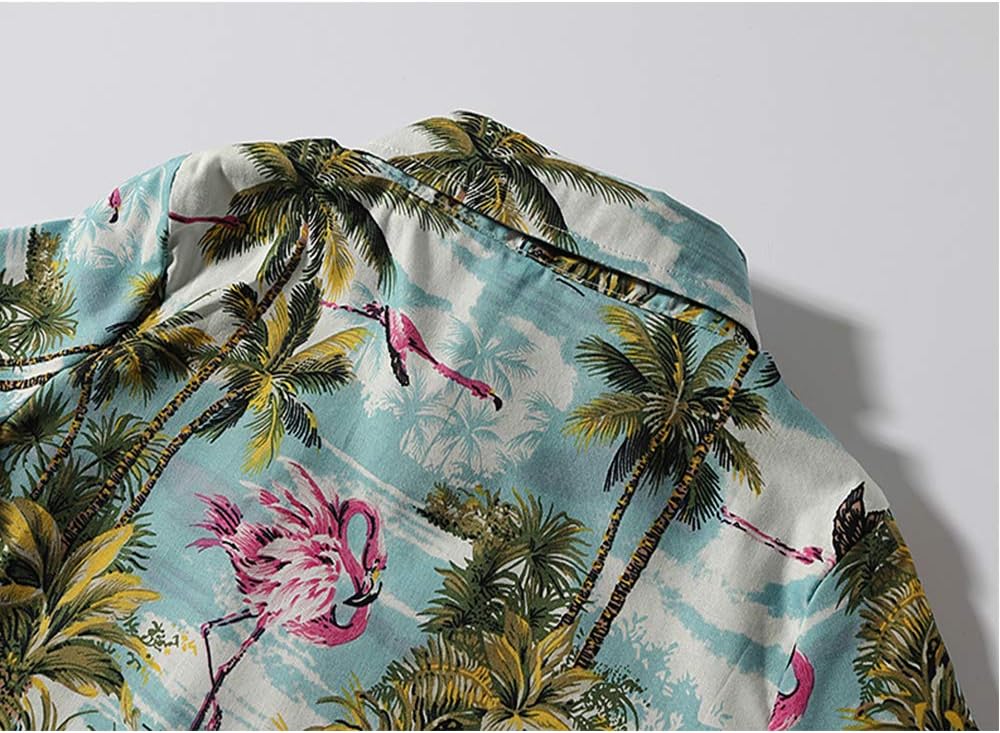 Baby Boys Casual Hawaiian Shirts Cotton Print Button Down Short Sleeve Shirt for Holiday - Image 4