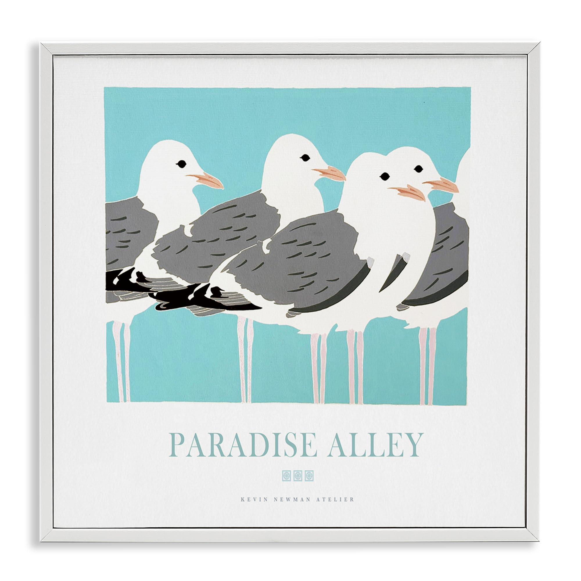 Stupell Industries Coastal White (Textured) Seagull Gathering Coastal Nature, 24 X 24 Inch Framed Giclée Print