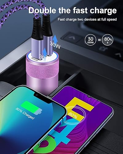 Miniatura 5 de Cargador de coche tipo C para Motorola, Google, Samsung Galaxy, Oneplus, ZTE, Kindle, PS5, cargador de coche PD de doble puerto C, adaptador