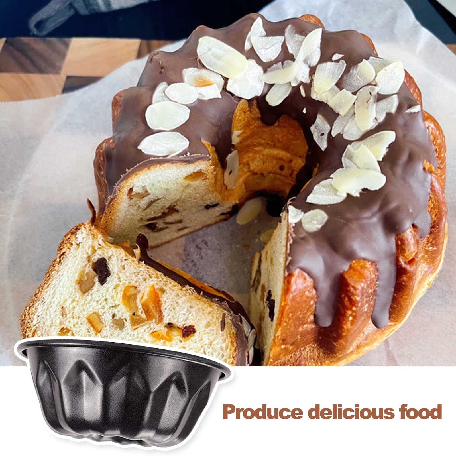 Moule Kouglof Mini 12cm Lot de 4 Moule à Gâteau Rond avec Revêtement Antiadhésif Moule à Kougelhopf, Noir Moule à Gâteaux Kouglof, Antiadhésif