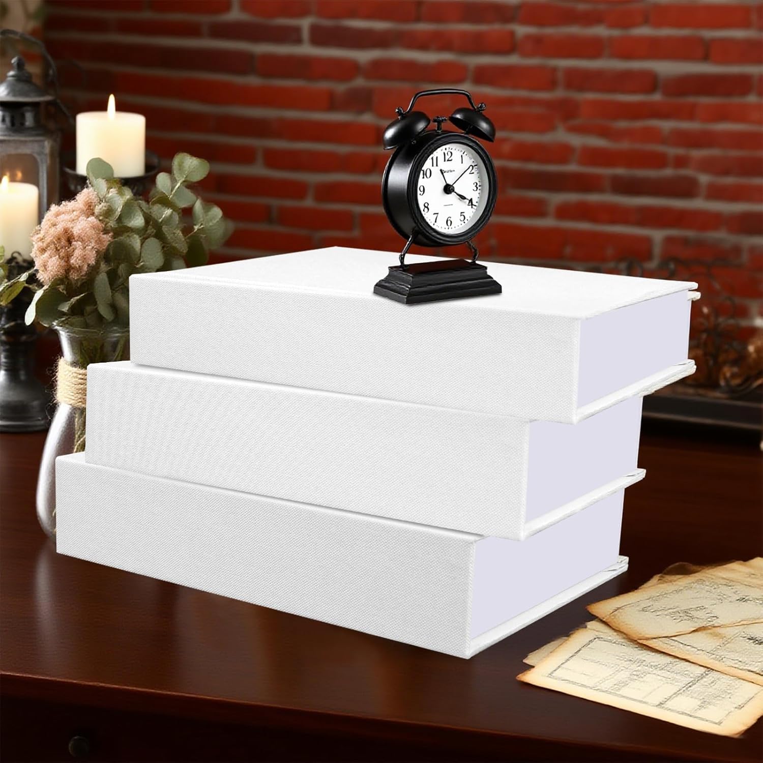 12 Pcs Faux Book Box Decorative Books 8.6 x 6.1 x 1.8 Inch DIY Linen Fake Books Decor Modern Crafts Storage Decoration for Home Bookshelf Coffee Table Cafe Hotel Display