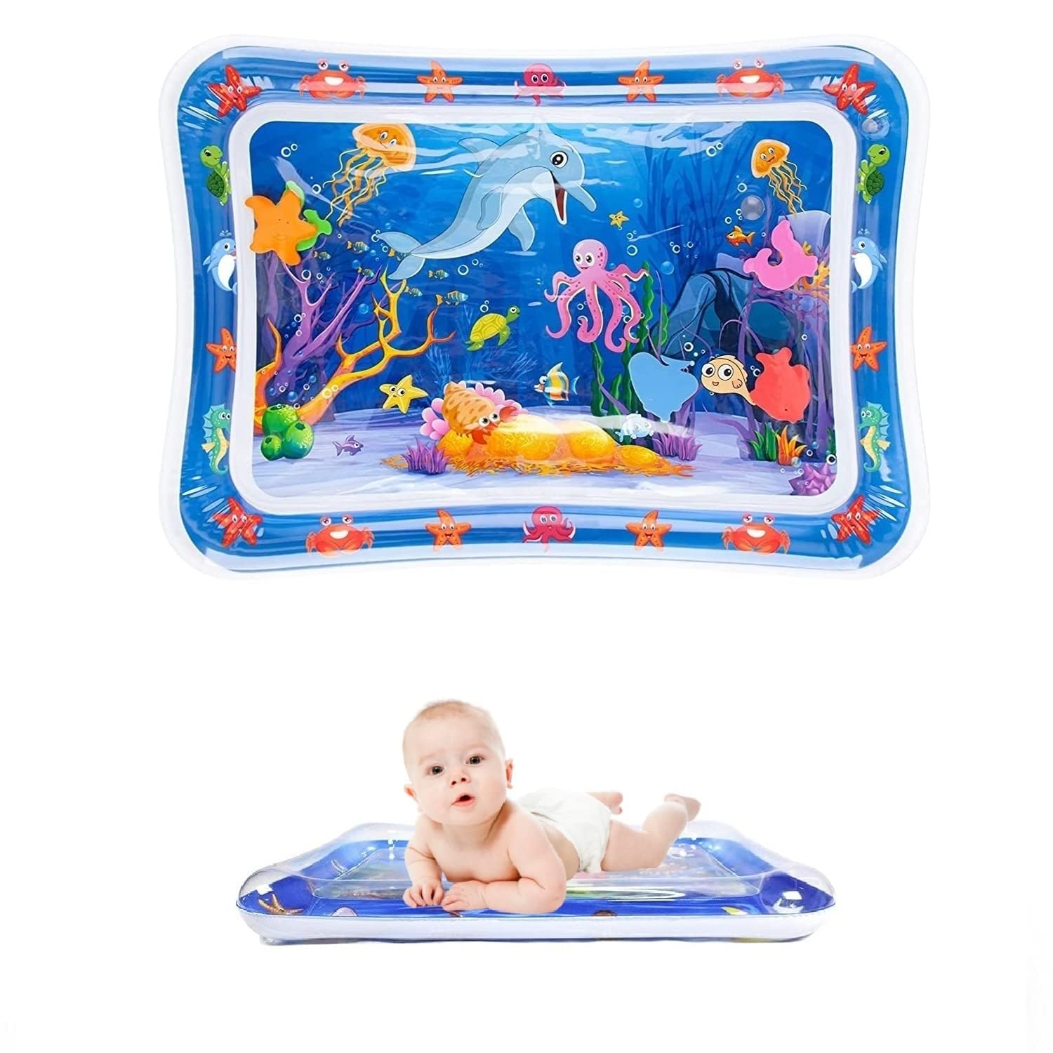 Tapis Eau Bebe Eveil, Tummy Time Tapis d'eau Bébé Gonflable, Tapis Sensoriel Bébé pour tout-petits, Cadeau Bebe Jouet Bebe 3 6 9 12 Mois