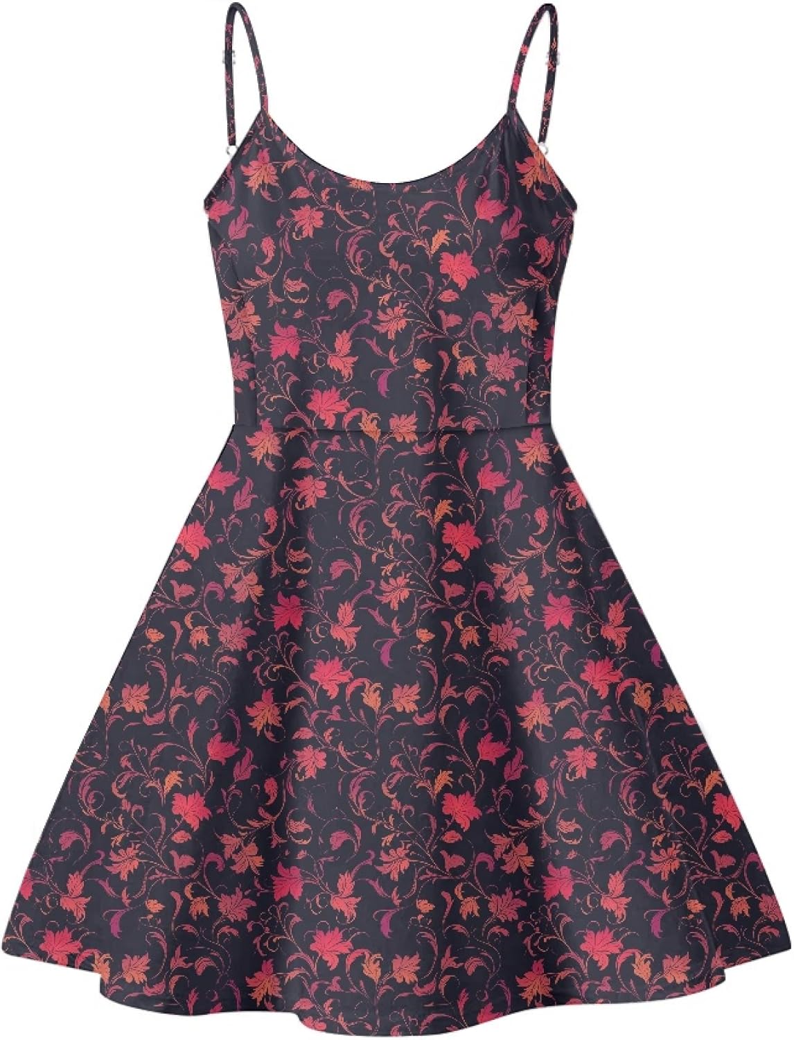 Womens Sundresses Spaghetti Strap Floral A Line Empire Waist Summer Fashion Hawaiian Cute Boho Casual Mini Dress - Image 2