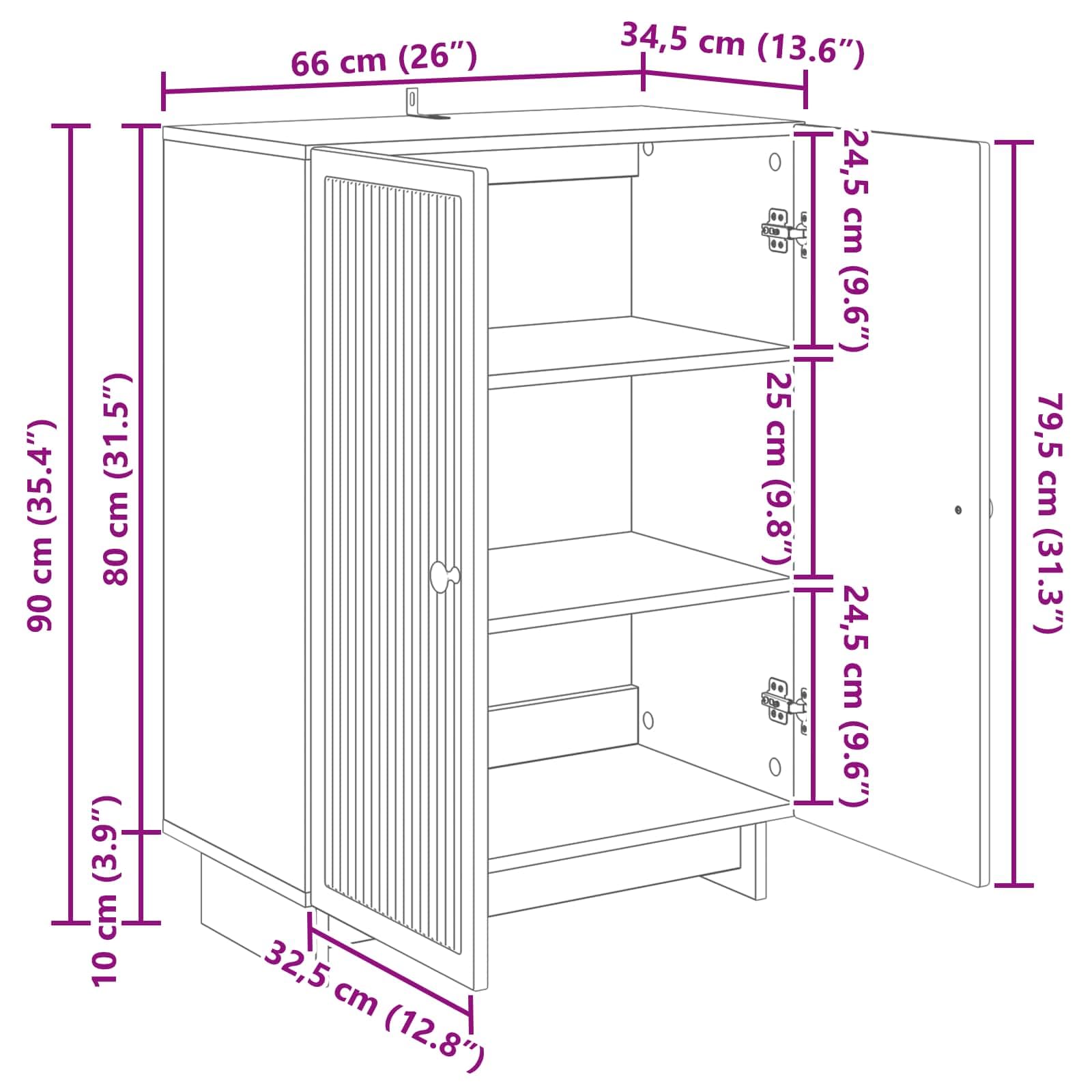 Credenza bianca, 66 x 34,5 x 90 cm, in legno