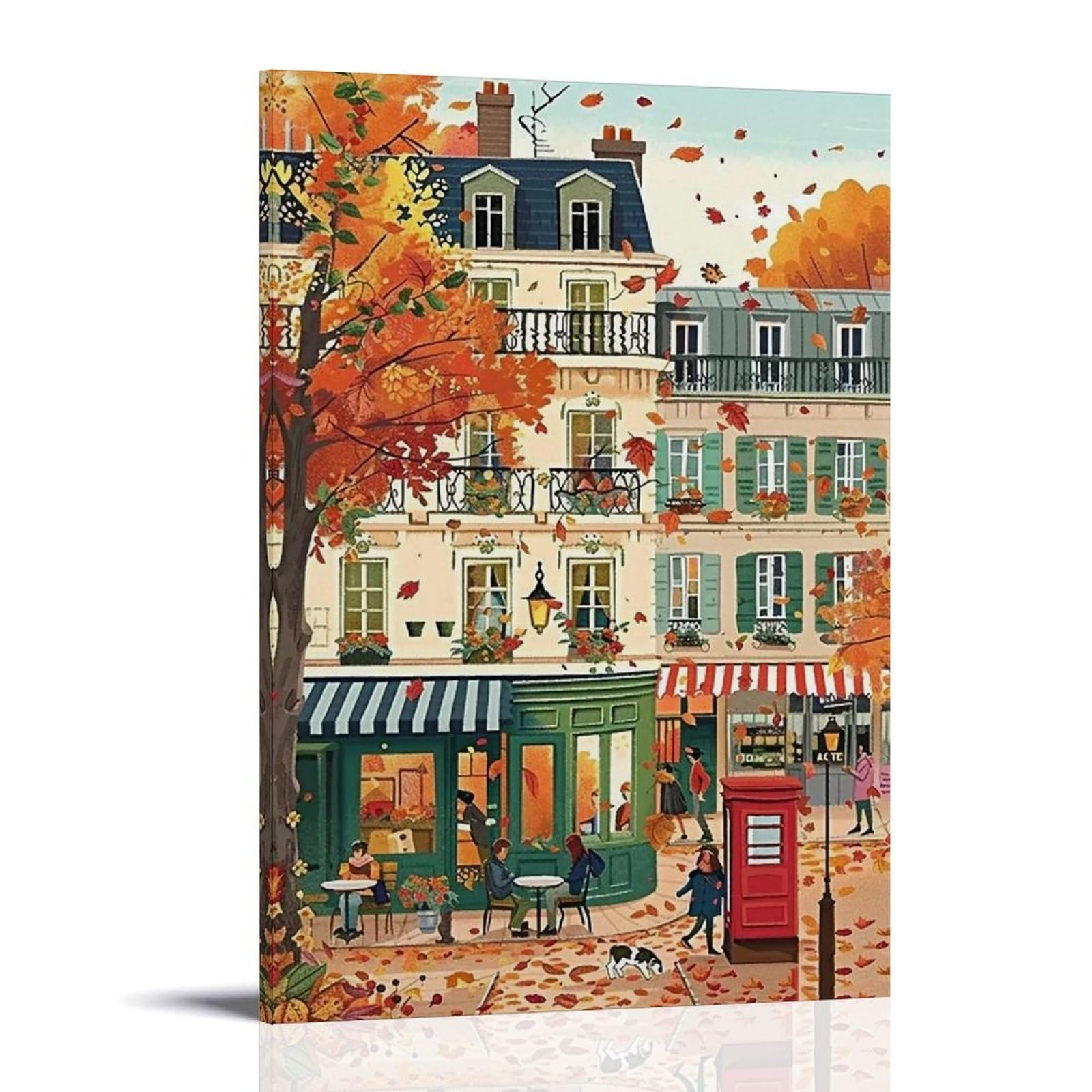 WHOUHJYE Autumn Paris 04 Poster Wall Art Canvas Vintage Aesthetic Painting Decor for Rooms 08x12inch Frame-style