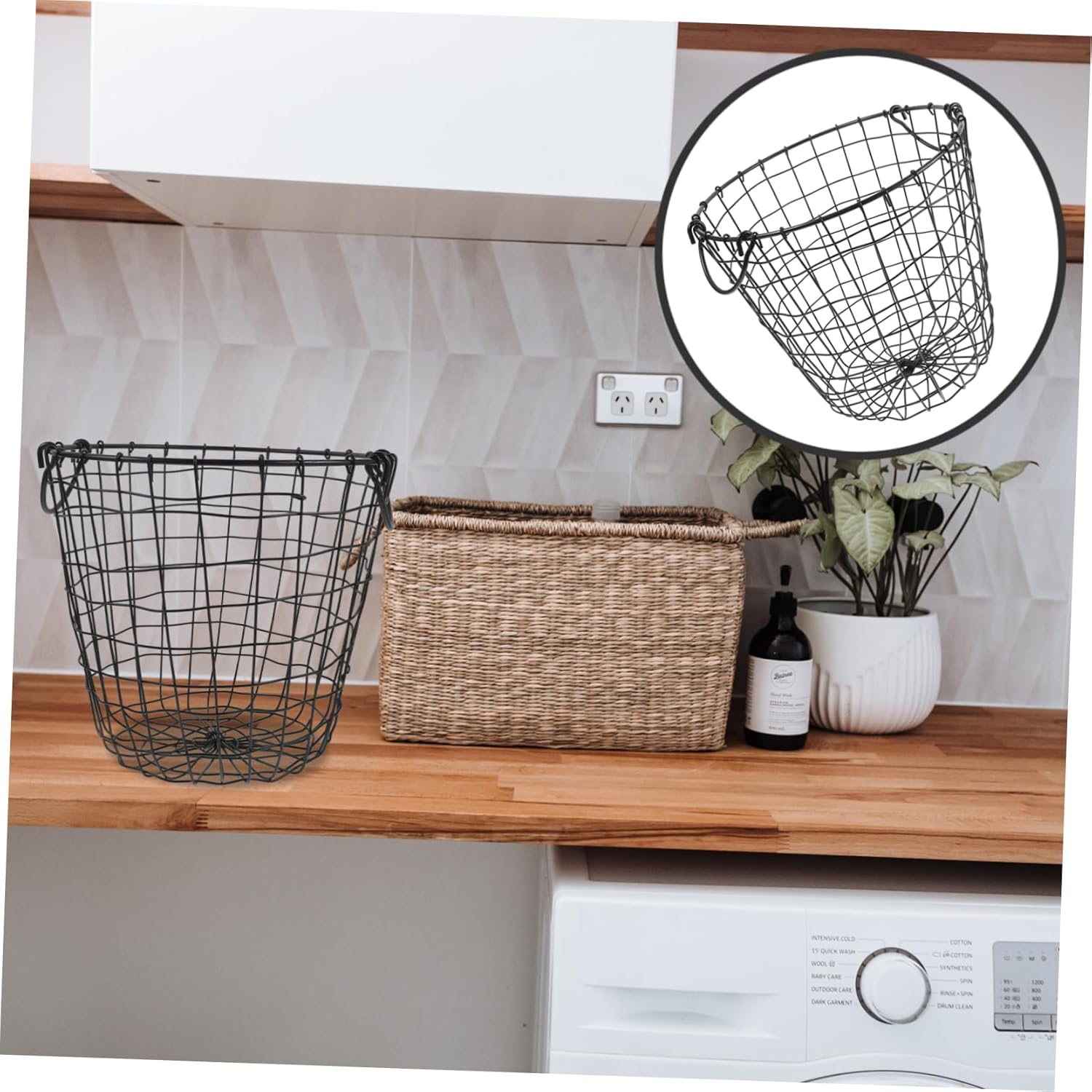 VICASKY Large Capacity Iron Wire Storage Basket for Kitchen and Desktop Stylish Metal Organizer for Fruit Snacks Bread and Sundries Portable Clothes Holder with Elegant Modern Design