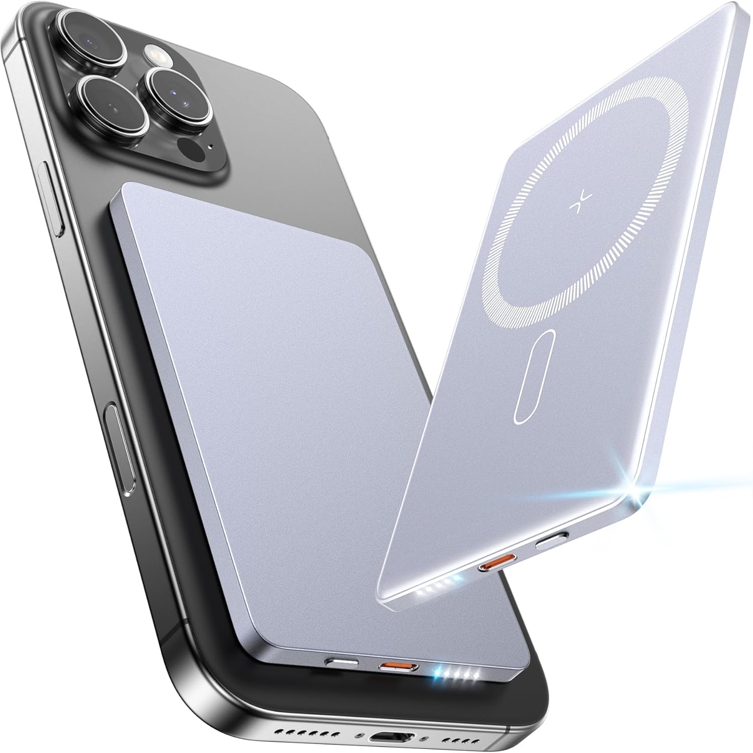 5000mAh for Magsafe Battery Pack Mini 22.5W Wireless Power Bank Fast Charging USB C in Out Power Pack, Magnetic Portable Charger Slim Powerbank for iPhone 17 16 15 14 13 Plus/ Pro/ Pro Max, Grey