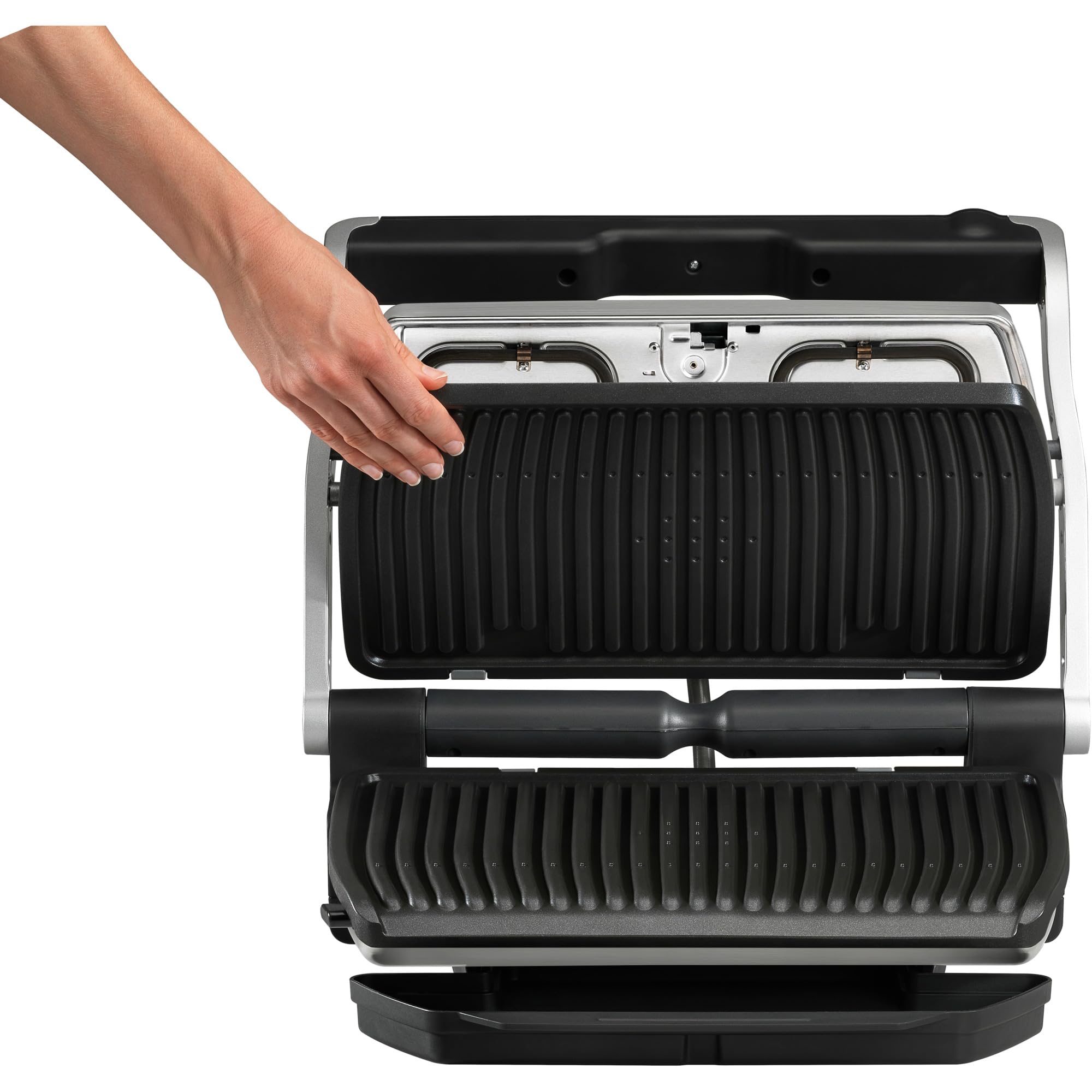 Tefal OptiGrill+ XL | Barbacoa de contacto con ajuste automático de temperatura | 9 programas automáticos | superficie de parrilla XL | Incluye bandeja para hornear | GC724D12