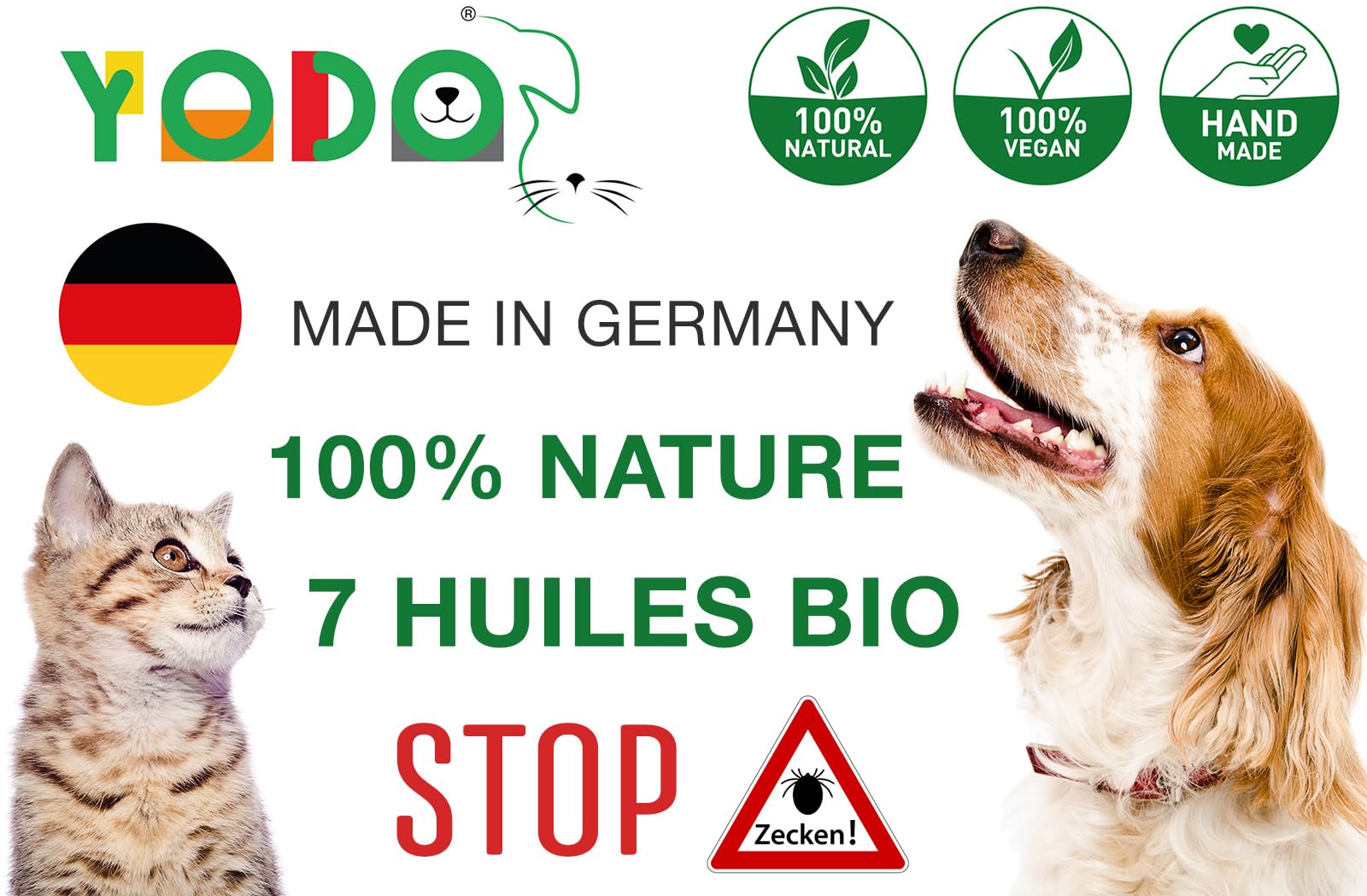 YODO’s Zeckenschreck, Protection 100% Naturelle Contre Les tiques, Huile Anti-tiques pour Chiens et Chats fabriquée à partir de 7 huiles Bio de Haute qualité, 2500 Gouttes 100ml Flacon à Pipette