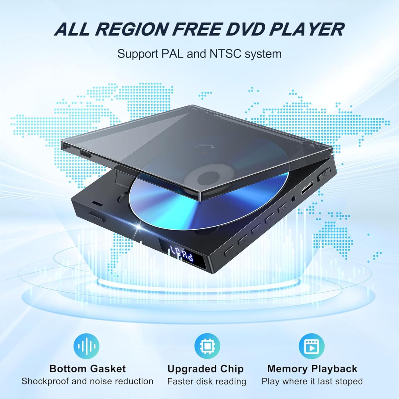 MINI DVD Player HDMI, 1080P Kleiner DVD Player für TV | Alle Regionen Frei, Speicherwiedergabe mit HDMI & AV-Verbindung, Fernbedienung, Unterstützt PAL/NTSC