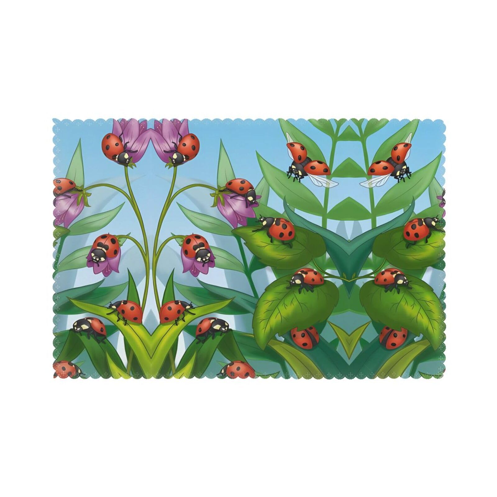 YYHWHJDE Ladybug Prints Placemats Set of 6 12x18in - Elevate Every Meal with Durable & Customizable Table Layers