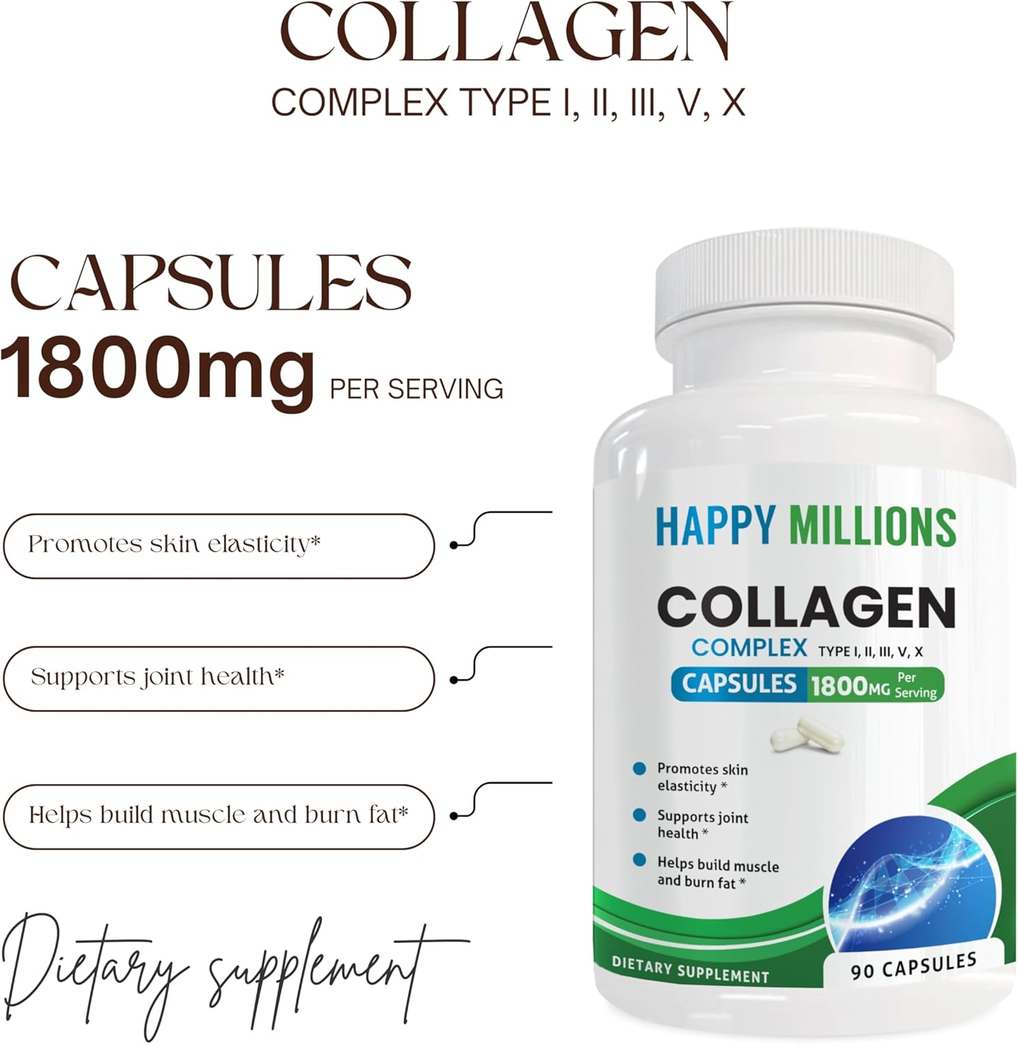 Collagen Complex | Supports Skin, Hair, Nails & Joint Health | Boosts Hydration, Elasticity & Strength | 90 Capsules