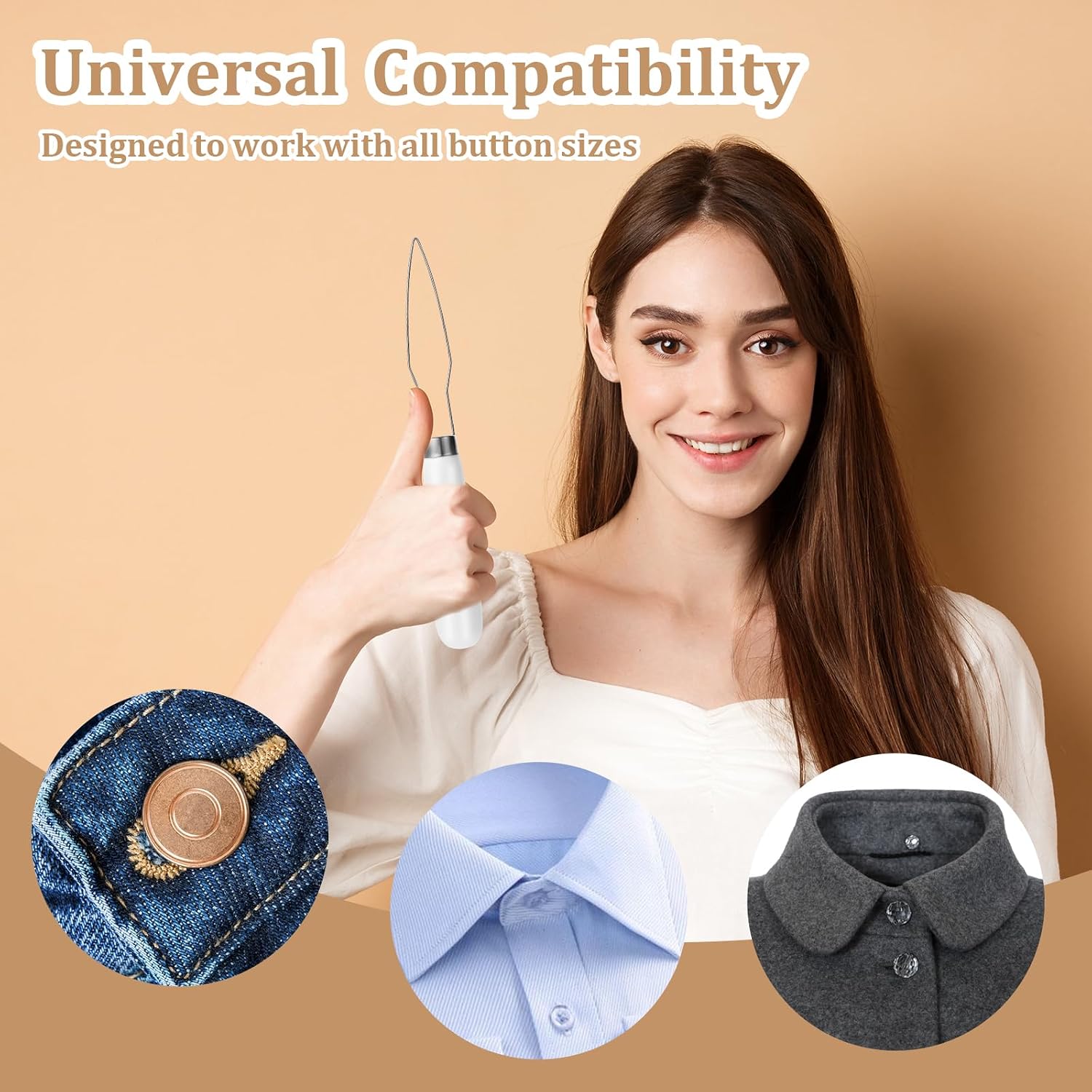 Oruola 3pcs Button Helper Tool for Elderly,Button Assist Tool,2 Sizes Buttons Helper for Buttoning Shirt, Dresses, Blouses, Coat, Elderly Handicapped Seniors Arthritis