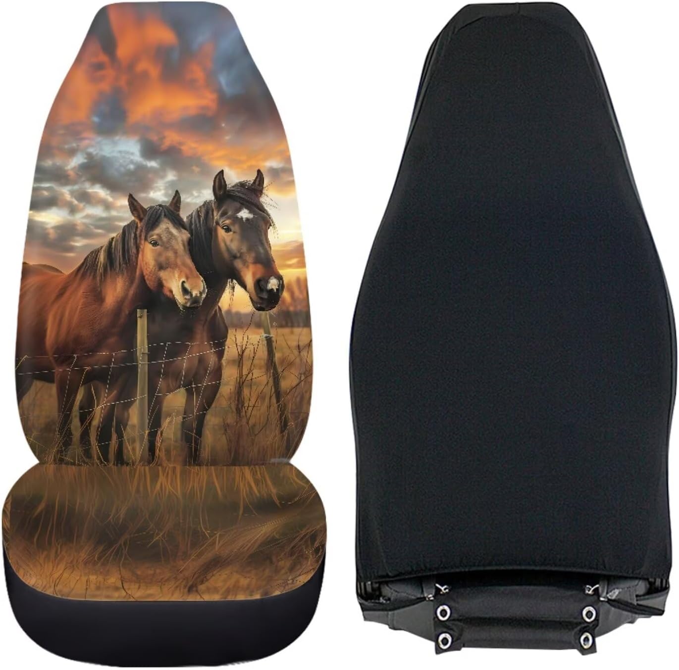 Car Seat Covers Set of 2, Horse Seat Protector for Car Front Seat,Universal Auto Seat Covers for Cars SUV Trucks(Western Horse 85)