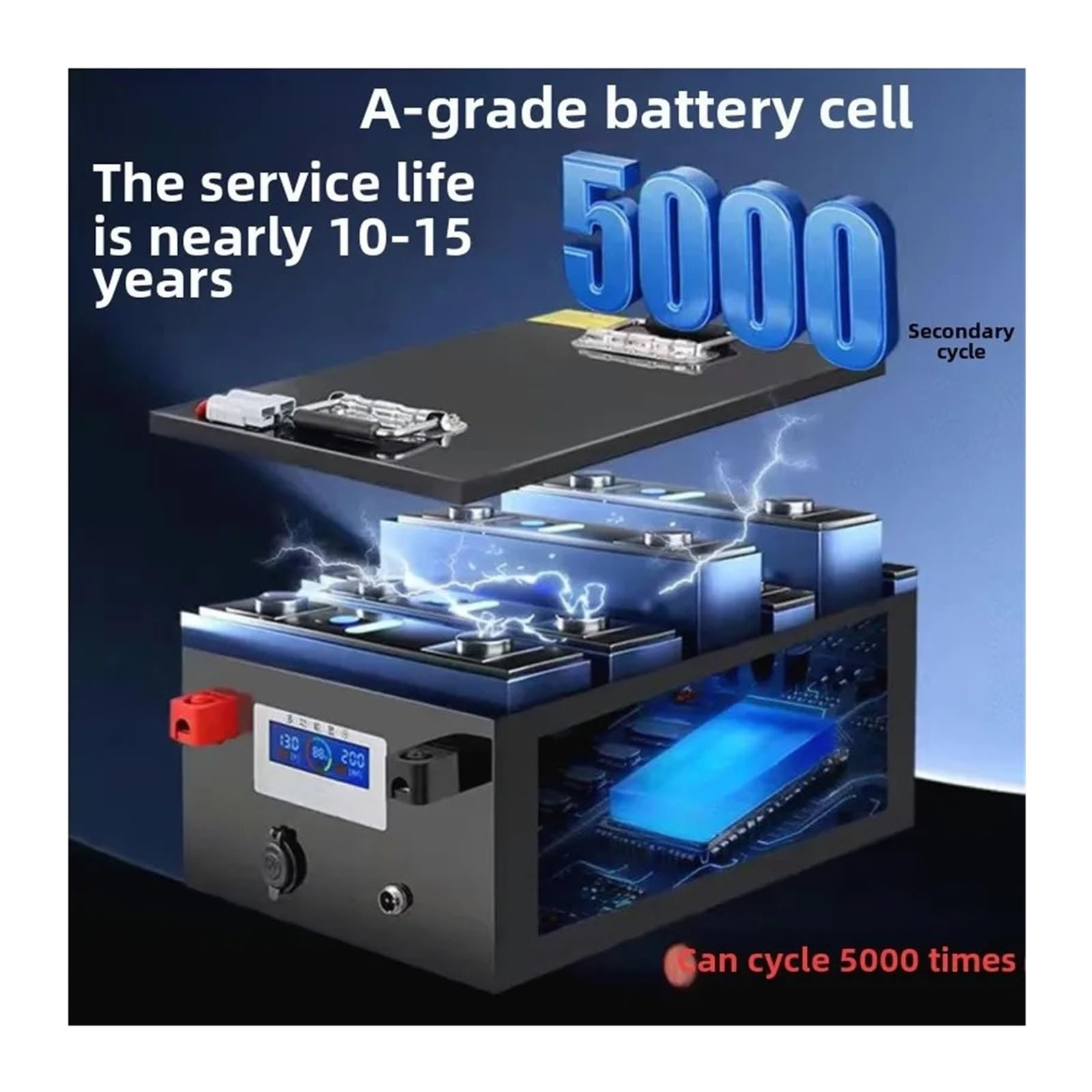 Batteria LiFePO4 Da 72 V 50-300 Ah, Batteria Al Litio Ferro Fosfato Da 72 V | Pacco batteria LiFePO4 ad alta capacità da 72 V, LiFePO4 a ciclo profondo da 72 V(100Ah with 100A BMS)