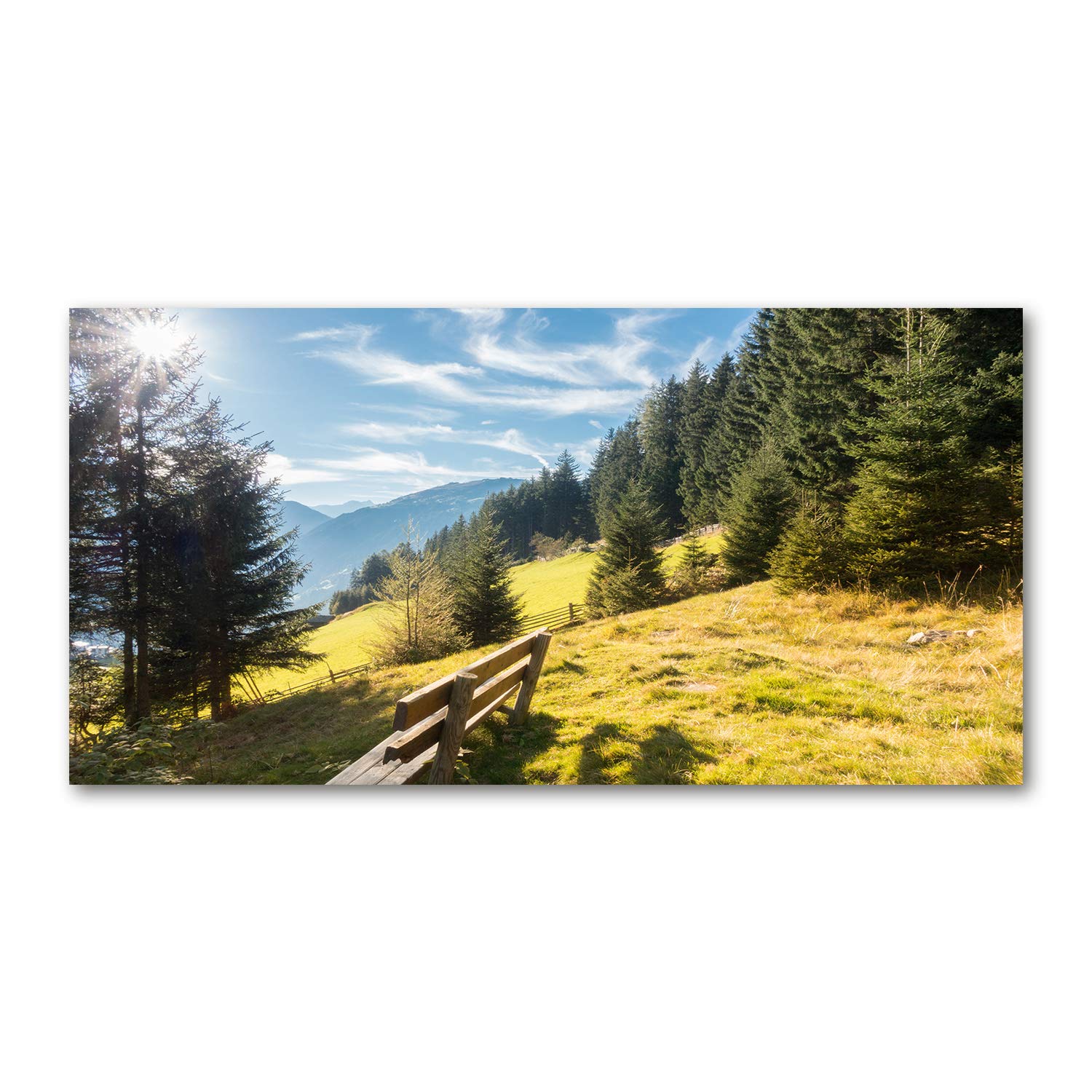 Image sur verre automne montagnes tableau décoratif panoramique salon 120x60