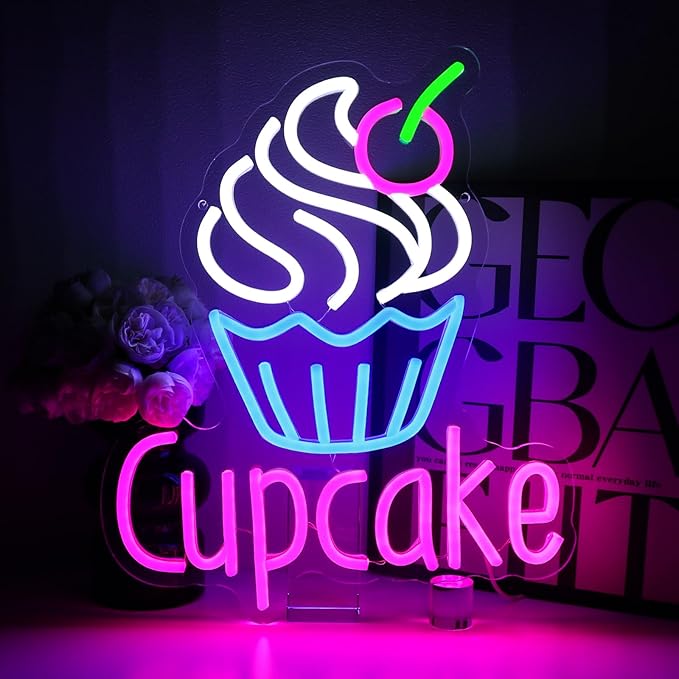 Cupcake Neon Sign for Wall Decor, 14.96''x 12.6'' Led Sign