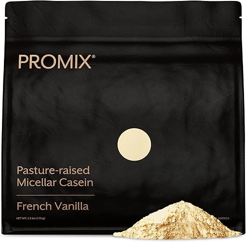 ProMix Nutrition Proteína en polvo de caseína alimentada con pasto, criada en pastos, caseína micelar de liberación lenta, sin gluten, vainilla, 2.5