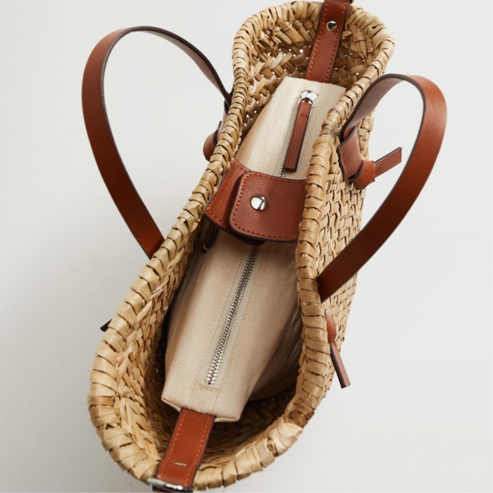 Strandtasche Casual Korbtaschen Rattan Sommer Schulter Crossbody Tasche Strandstroh Tasche-Brown