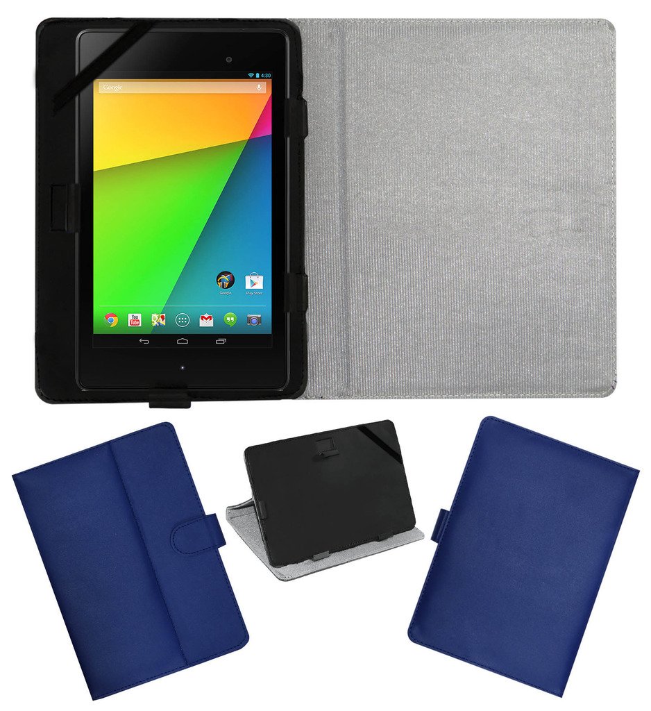 ACM Leather FLIP Flap Tablet Holder Carry CASE Stand Cover Compatible with ASUS Google Nexus 7 FHD 2013 Blue