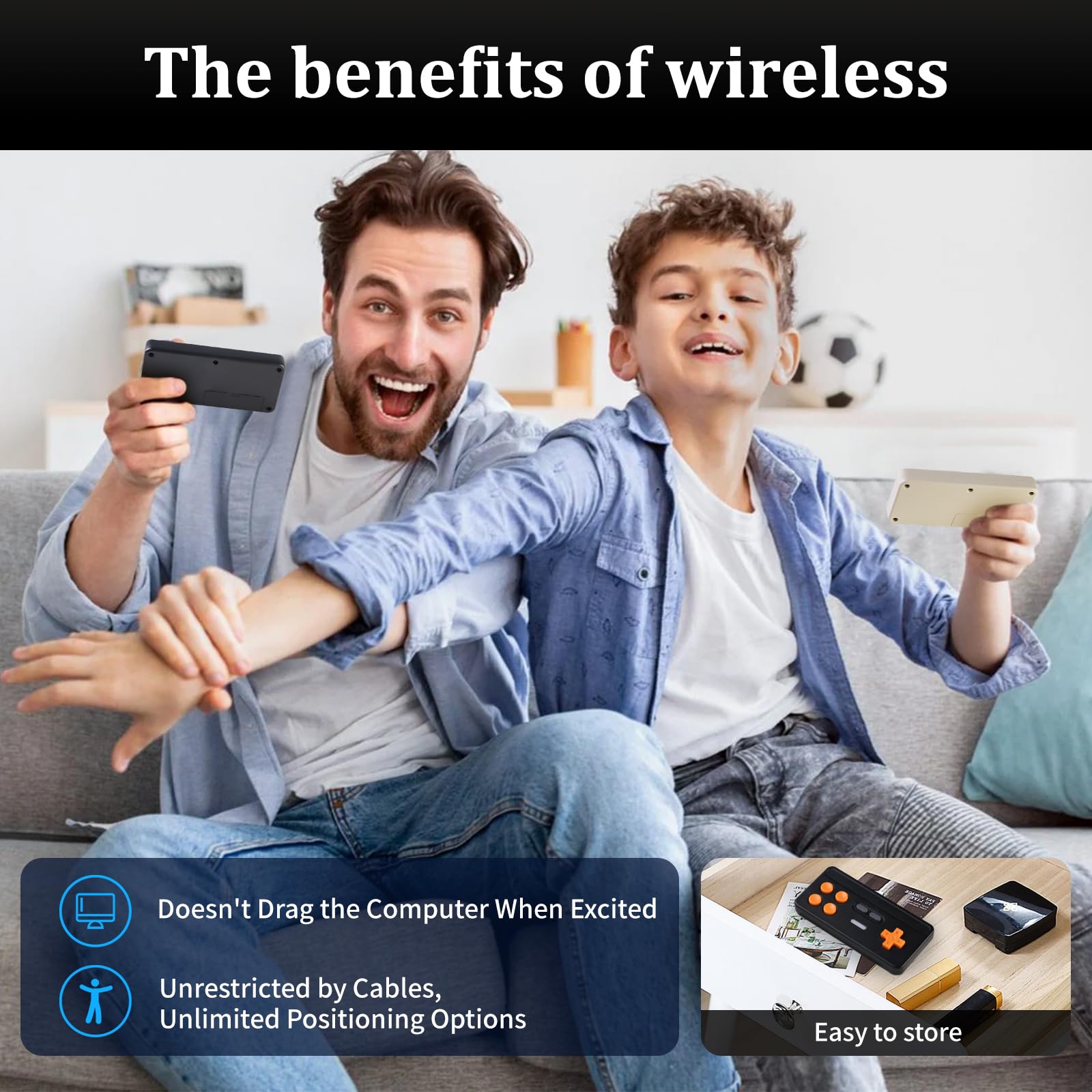 Wireless Controller Mini Controller for Retro Games - Vintage Gamepad with Hall Effect Sticks, 1000Hz Polling Rate | Plug & Play for PC ISO Android | 40H Battery, Custom Turbo, Original Vibration Specs