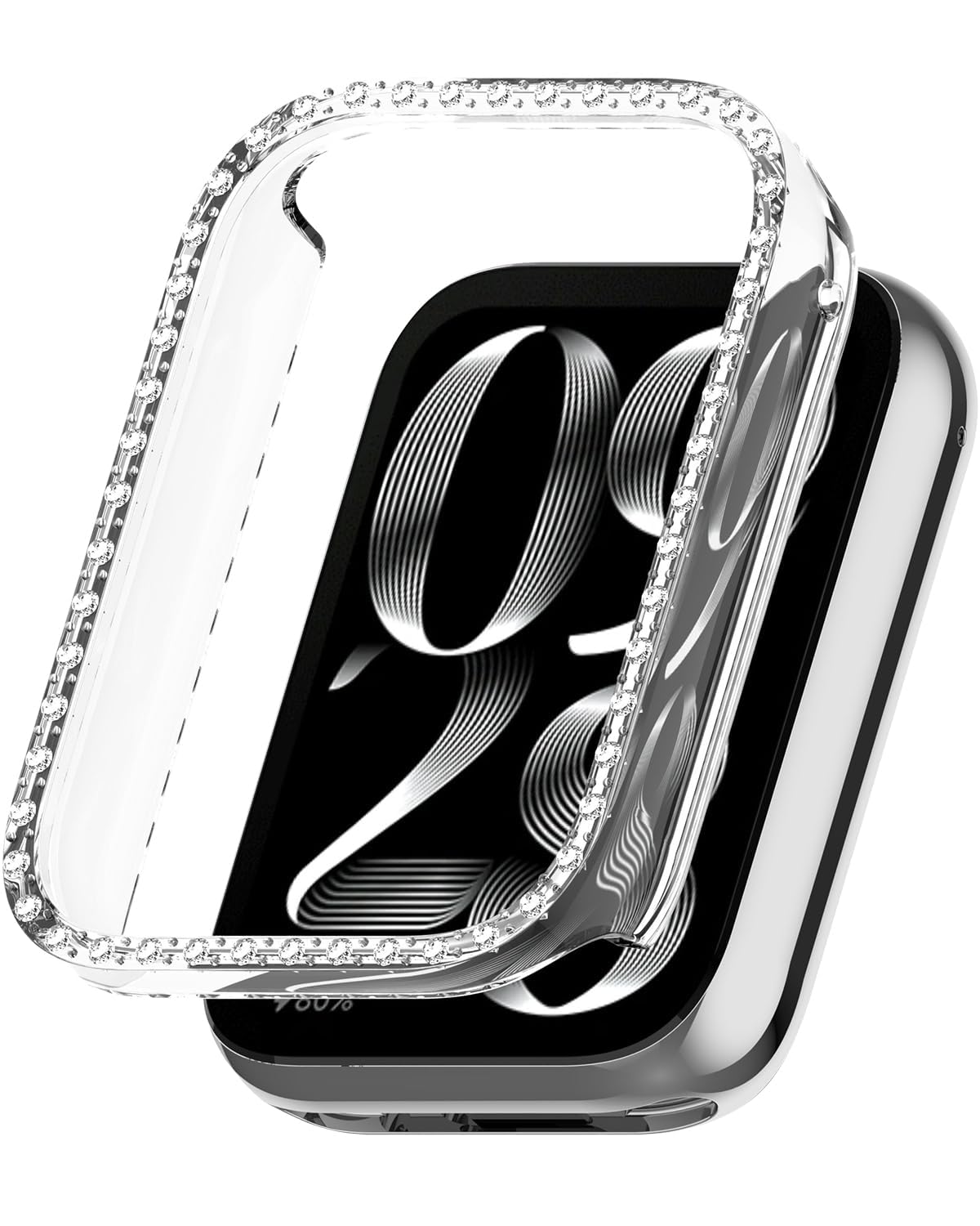Dl3 Mobilak Bling Case Without screen protector for Xiaomi Smart Band 9 Pro, Hard PC Frame Case, Crystal Diamonds Bumper Cover for Women Girls, Slim Protective Cover for Xiaomi Mi Band 9 Pro