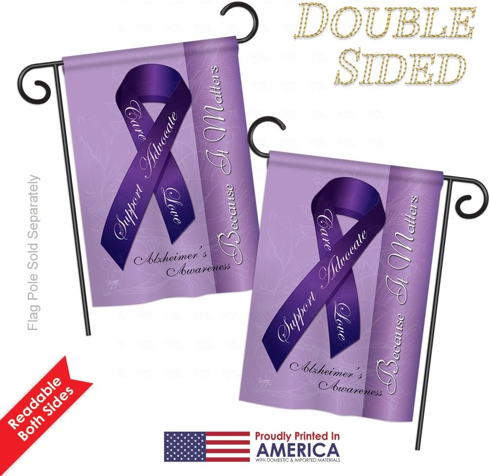 Alzheimers Garden House Flags Set Support Awareness Inspirational Survivor Ribbon Prevention Cancer Autism Breast BLM Small Decorative Gift Yard Banner Double-Sided Made In USA 28 X 40