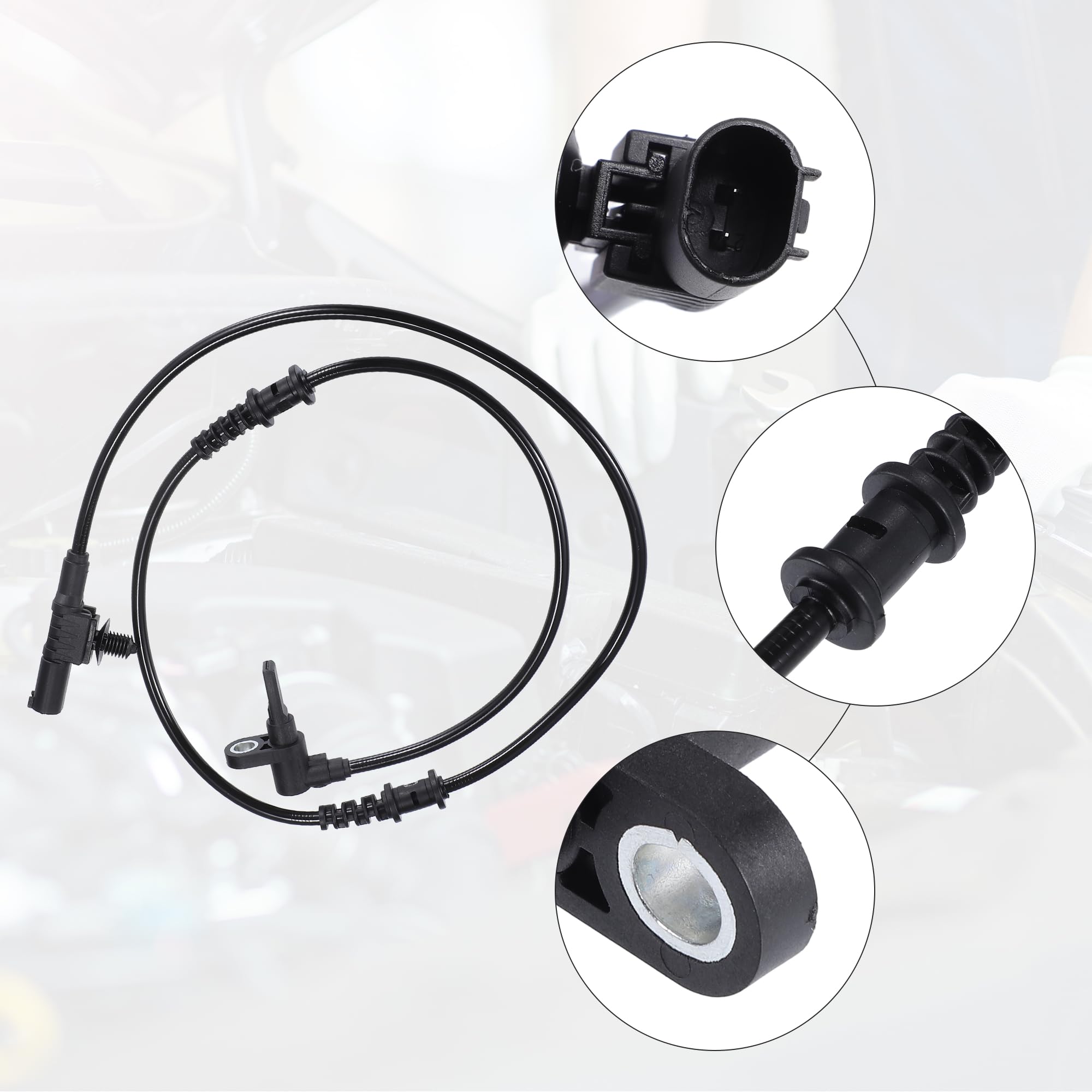 A ABSOPRO Capteur ABS Pour Mercedes-Benz Sprinter 5-T 06-20 1 Pièce | Avant Gauche Droite, Noir, Plastique/Métal, 2 Broches, 97.5Cm, 7.3X6.4Mm, OE 2E0927801B, Pour VW Crafter 30-35 2E 06-16