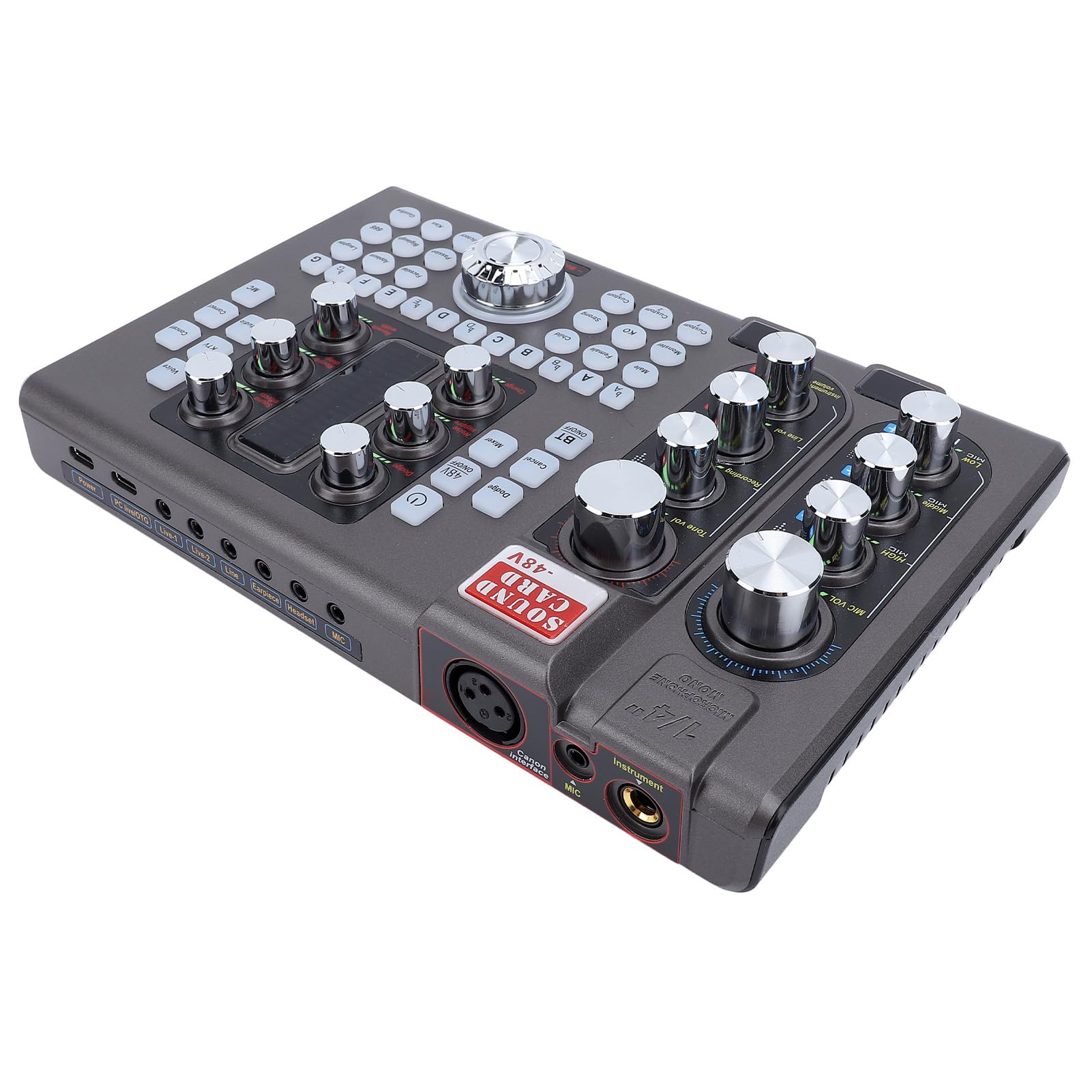 Scheda Audio Digitale Professionale con Dual Core, Mixer Audio Regolabile per Bassi Acuti per la Registrazione di Musica, Trasmissione di Canto, karaoke. Leggero e Portatile per