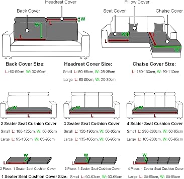 Super Stretch Sofa Seat Cushion Covers With Elastic Bottom Corner L U Shape Chaise Longue Sofa Back Cushion Cover 1 2 3 4 Seater Couch Covers For Dogs (4 Seater Cover L: 160-200cm- W: 65-95cm,Grey)