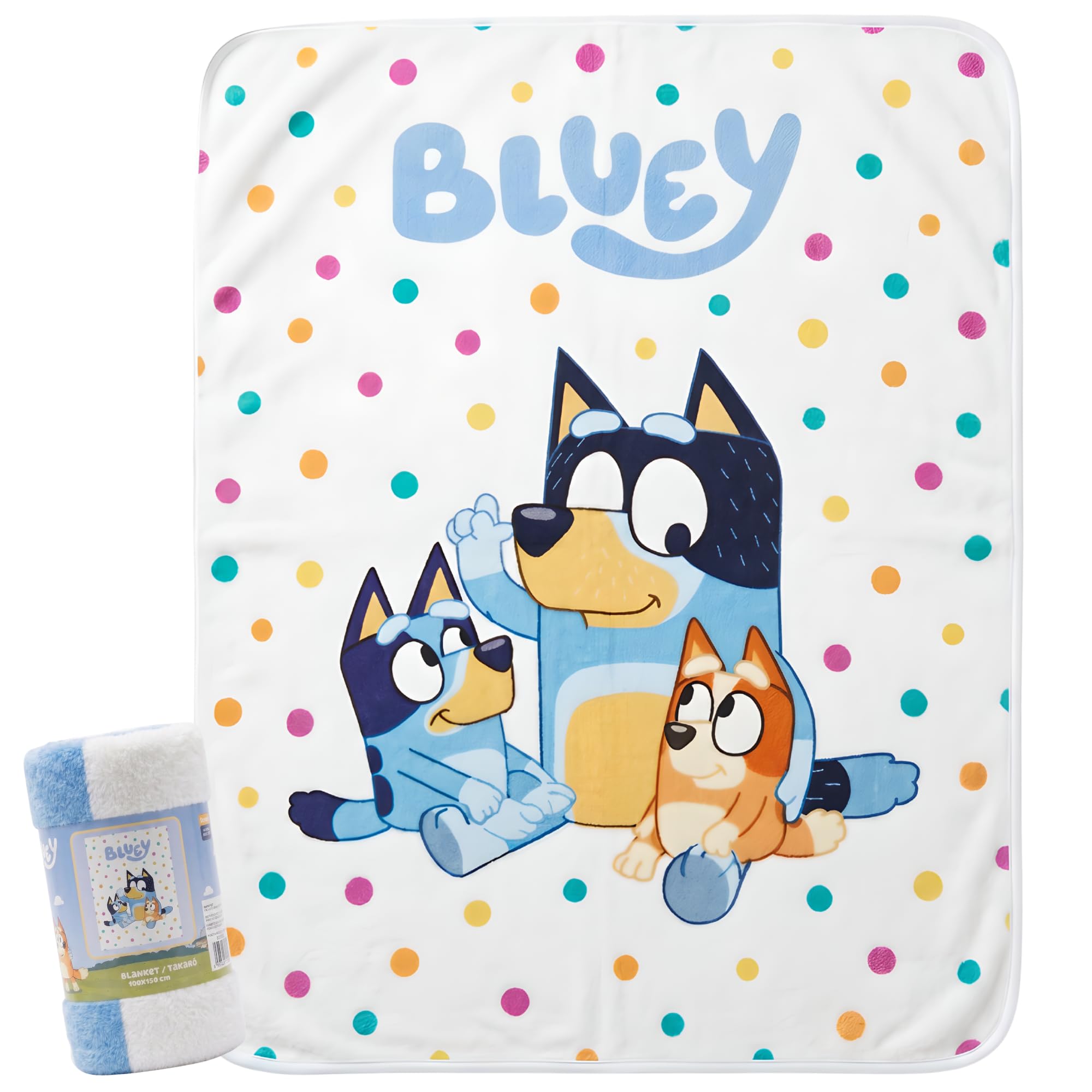 Bluey Microflannel Fleece Blanket 100×150 cm | Ultra Soft 100% Polyester Fluffy Throw Blanket | Lightweight & Warm Kids Blanket for Bedroom & Nap Time | Official Bluey Licensed