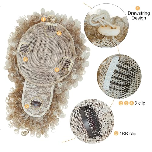 Miniatura 3 de Cola de caballo con cordón para mujer, cola de caballo afro con flequillo, extensiones de cola de caballo rizadas, extensiones de cola de caballo de