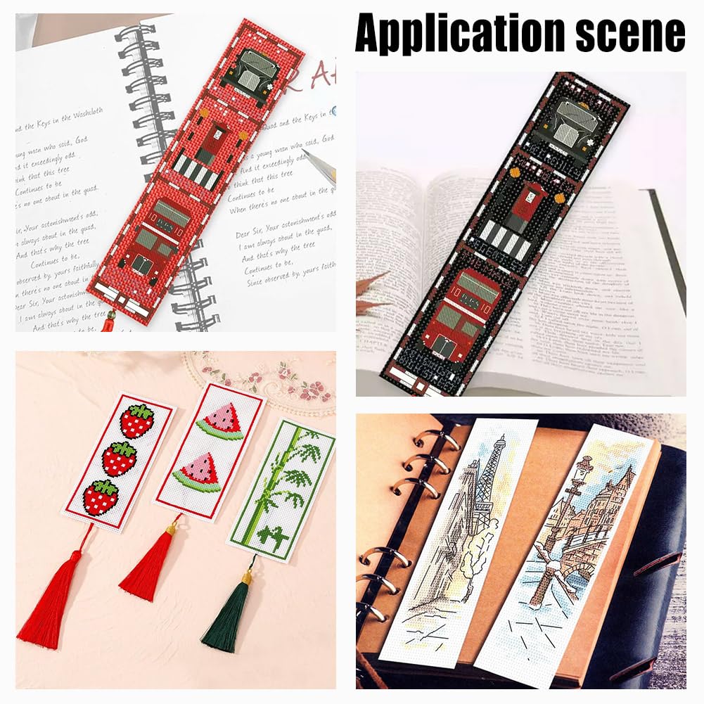 Cabilock Wooden Cross Stitch Bookmarks 16 Pcs DIY Embroidery Craft Blanks With Pre-Holes For Handmade Bookmarks And Keychain Tags 5.11X2.36 Inches - View #5