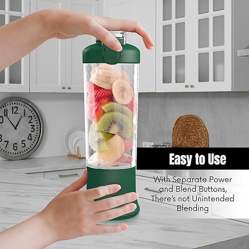 Miniatura 5 de SSKAWorldwide - Licuadora portátil de 21 onzas, licuadora pequeña recargable con 6 cuchillas, licuadora personal para el hogar, oficina, gimnasio,