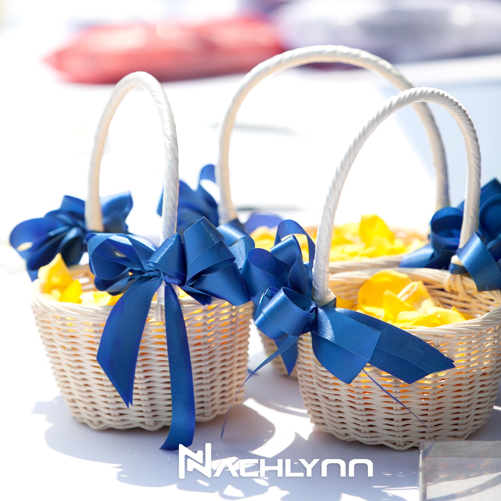 NACHLYNN 150 Yards Rainbow Satin Ribbon Wide Polyester Fabric Ribbon Use for Gift Wrap Wedding Bridal Baby Shower Bows Decor Flower Bouquet Crafts (Blue - Image 4