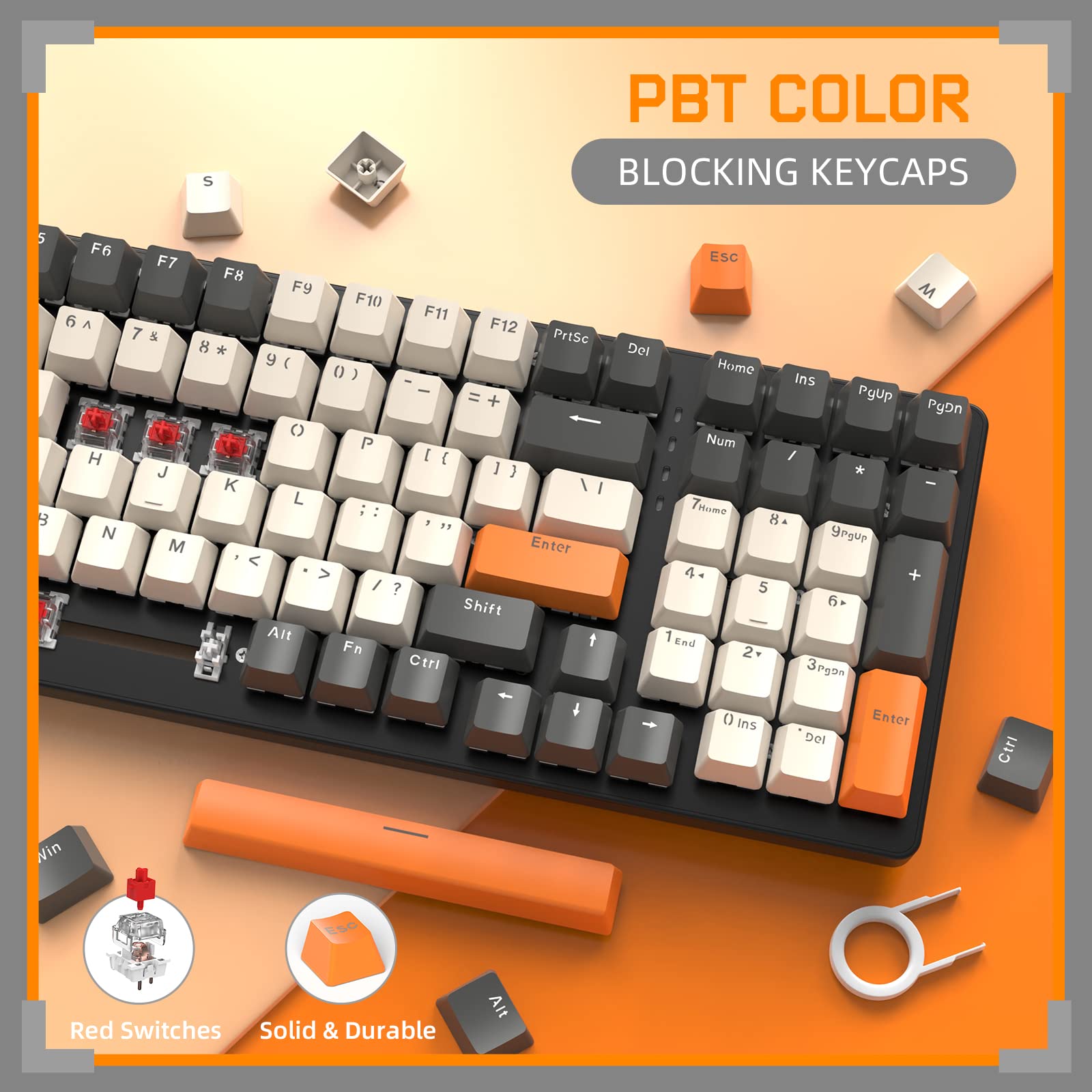 ZIYOU LANG K3 Pro Teclado mecánico para Juegos Teclado con Cable con iluminación Negra RGB Interruptor Rojo 100 Teclas, Cable USB en Espiral Tipo C a USB-A Conector de aviación de Metal Desmontable