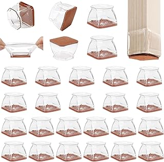 CHUNZEXI 36 Pack Square Chair Leg Floor Protectors for Hardwood Floors, Silicone Felt Covers Pads Caps, Protect Wood Furniture Feet Floors Noise Reduce and Scratch (Square X-Lager & Clear)