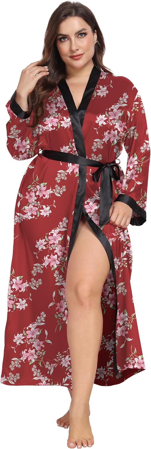 Women's Satin Robes Kimono For Brides Wedding Robe Sleepwear Silk Pija