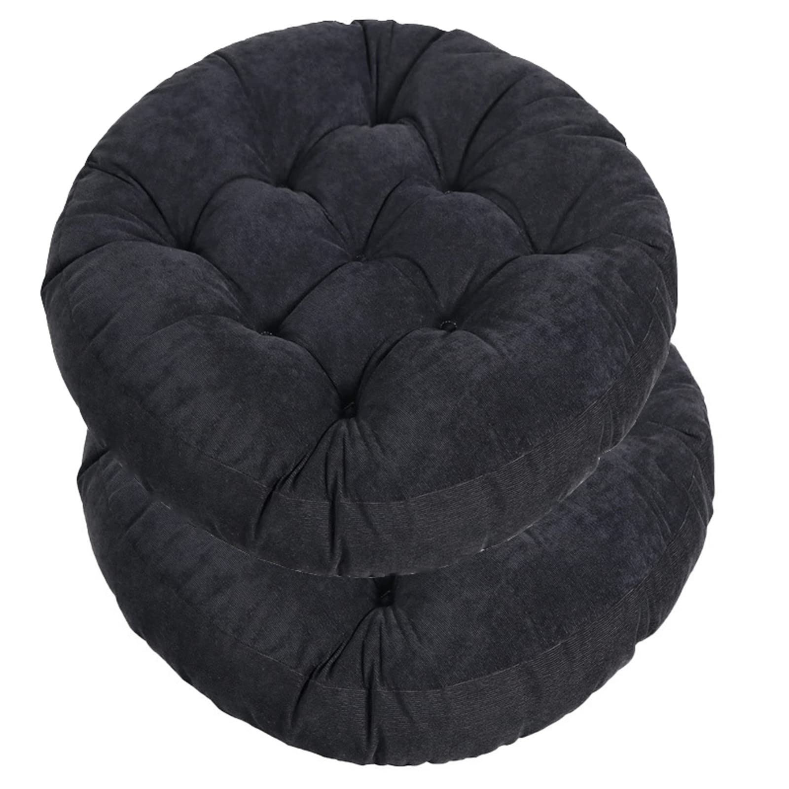 Stuhlkissen aus Kord, rund, 55 x 55 cm, weiche Kissen für Yoga, Meditation, Wohnzimmer, Balkon, Büro, stilvolle schwarze Bodenkissen für Komfort und Unterstützung, 2 Stück