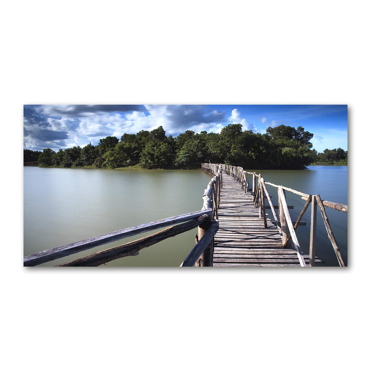 Tableau photo de prestige en verre 120x60 cm paysage pont vert Tulup