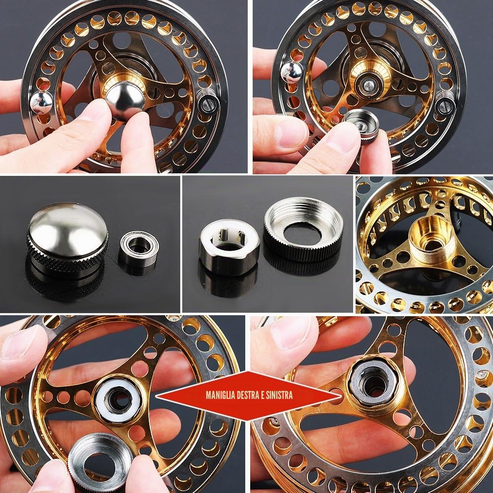 Sougayilang - Mulinello grande per pesca a mosca Arbor 2+1 BB con corpo in lega di alluminio CNC e bobina del mulinello misure 5/6,7/8