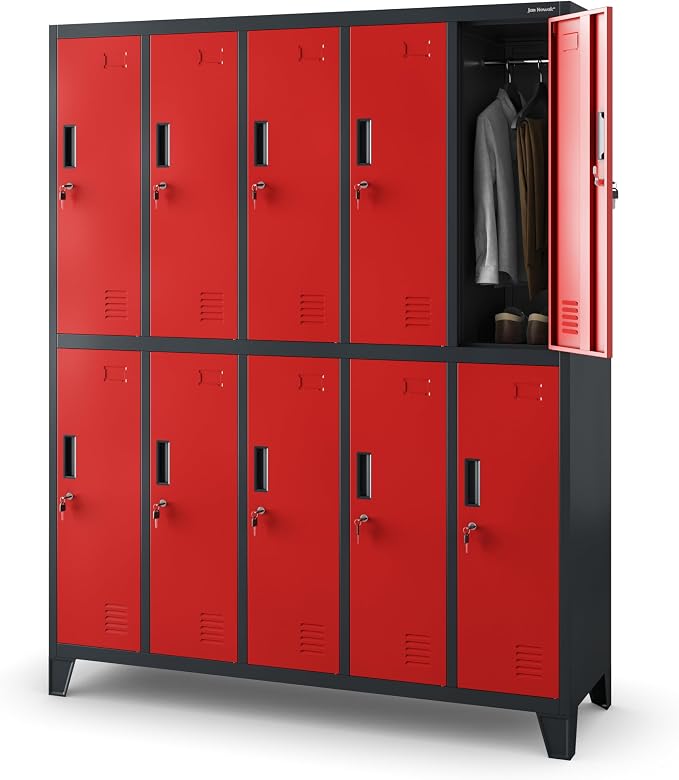 Jan Nowak Umkleideschrank Spindschrank Metall, 10 Fächer, abschließbar