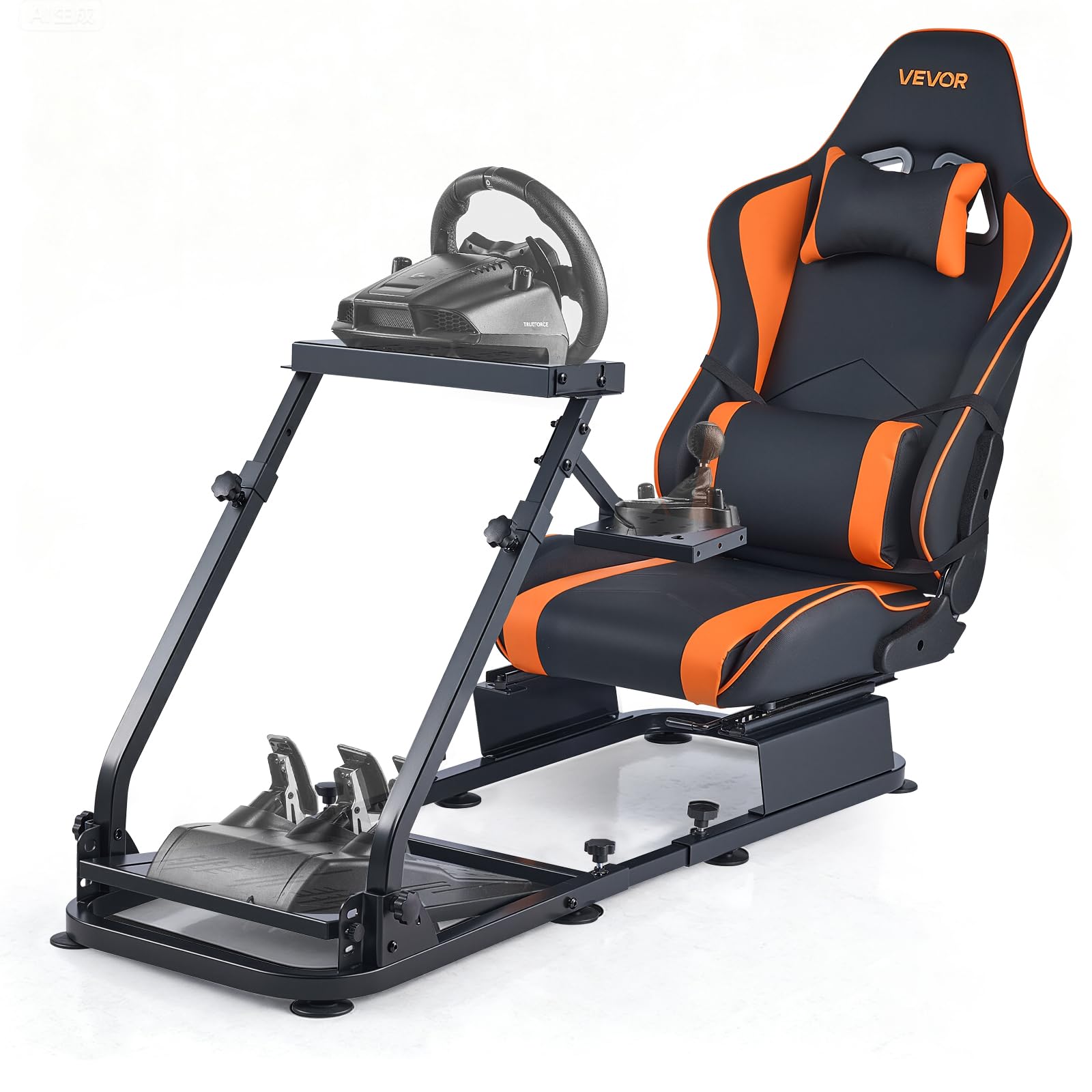 VEVOR Support de Volant de Course Cockpit de Simulateur de Conduite, Double Bras, Compatible Pédales Logitech G25, G27, G29, G920, G923, Thrustmaster T300RS, TX F458, T500RS, T3PA-PRO (F1/GT), CSR