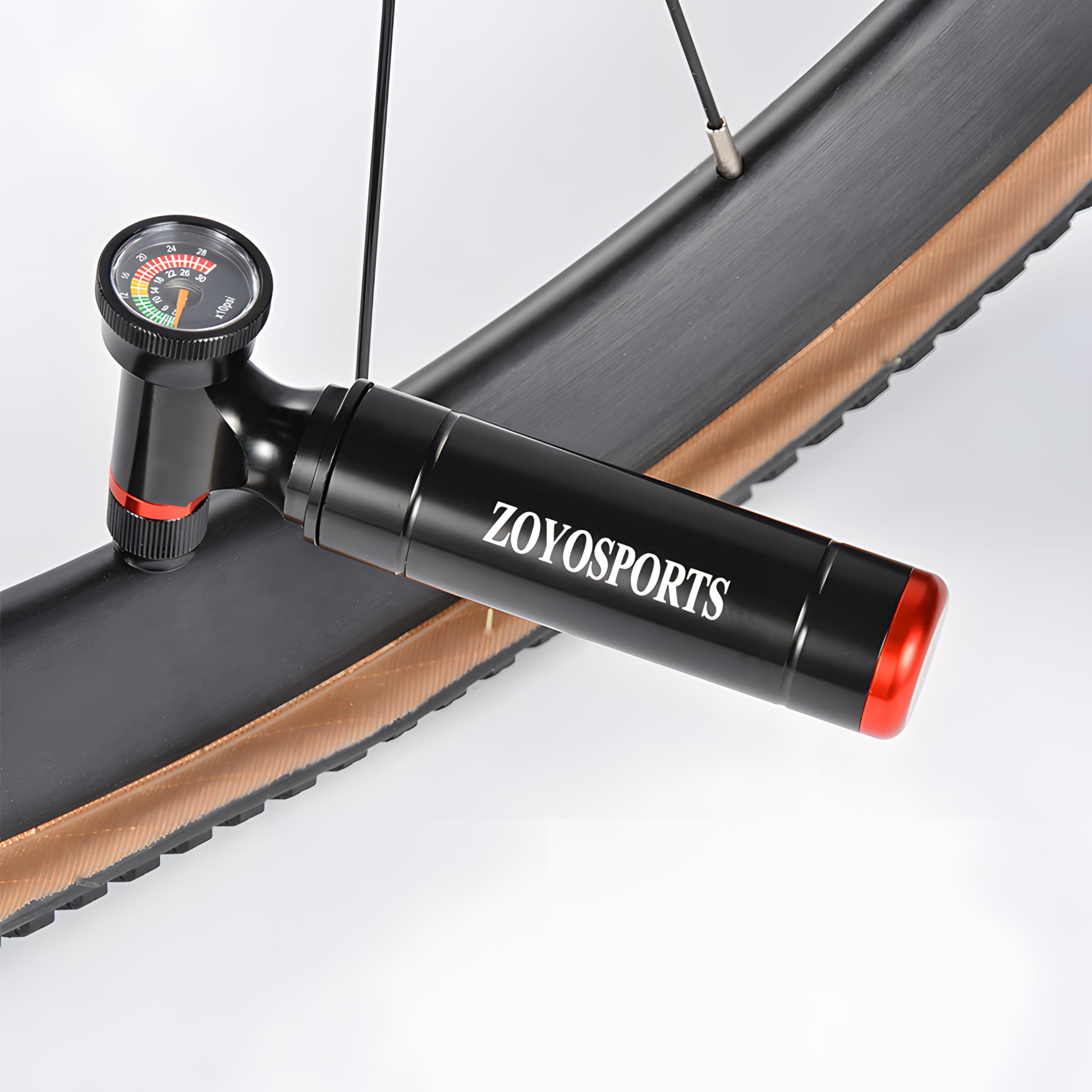 ZOYOSPORTS Pompe à CO2 à avec manomètre transparent en alliage d'aluminium pour vélo Mini Cyclisme Gonfleur de CO2